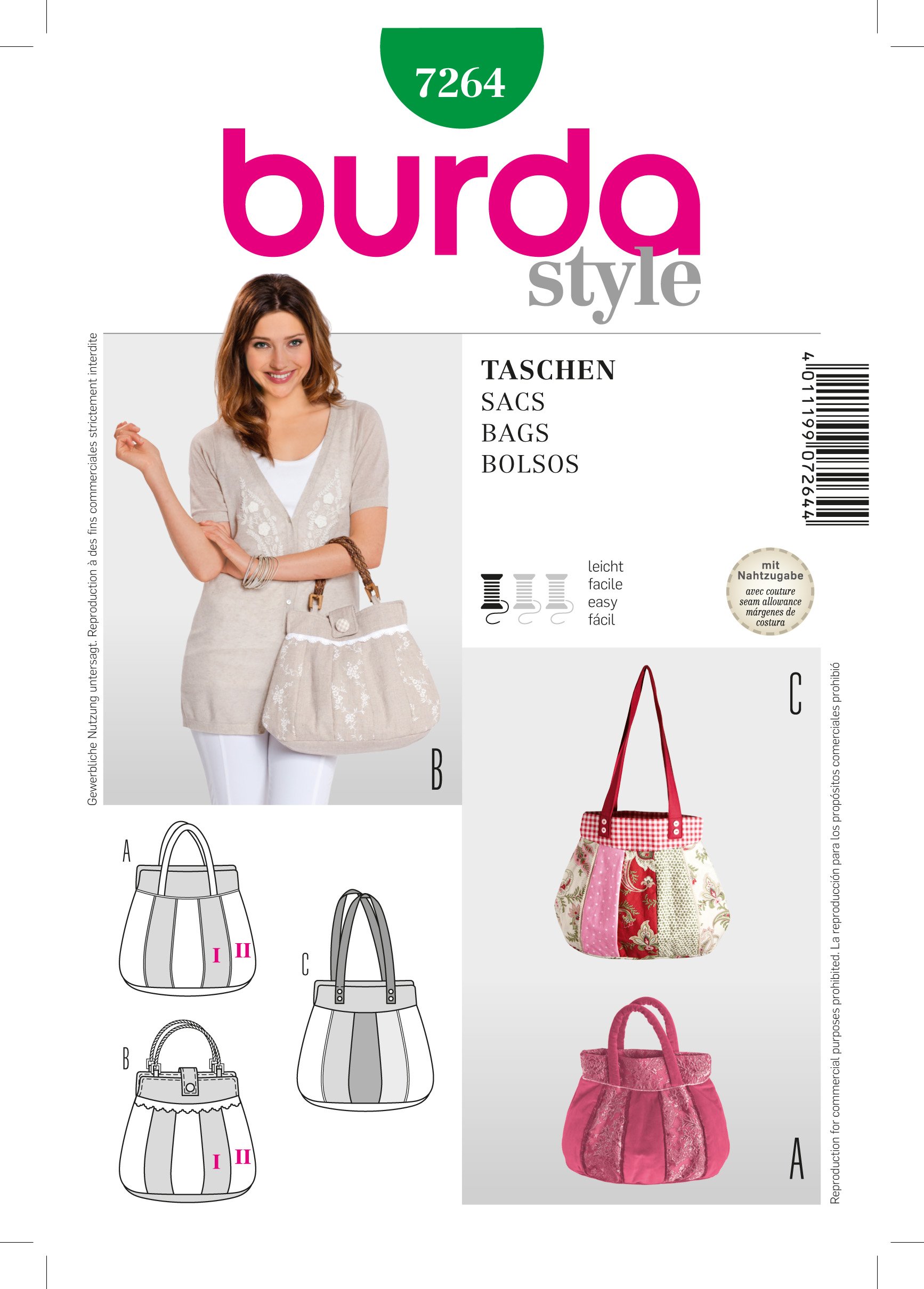 Patron Burda 7264 Sacs