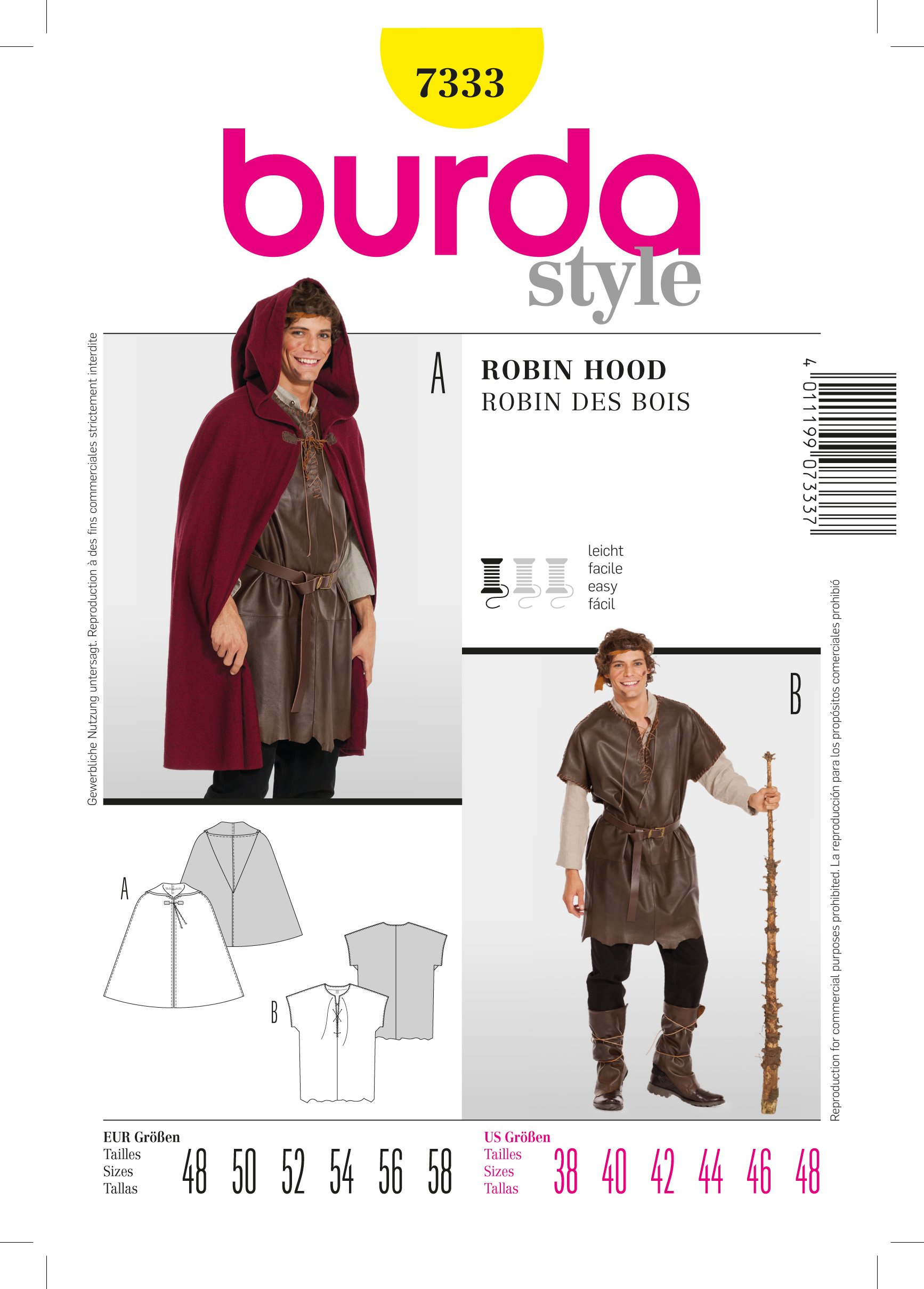 Patron Burda 7333 Robin des bois