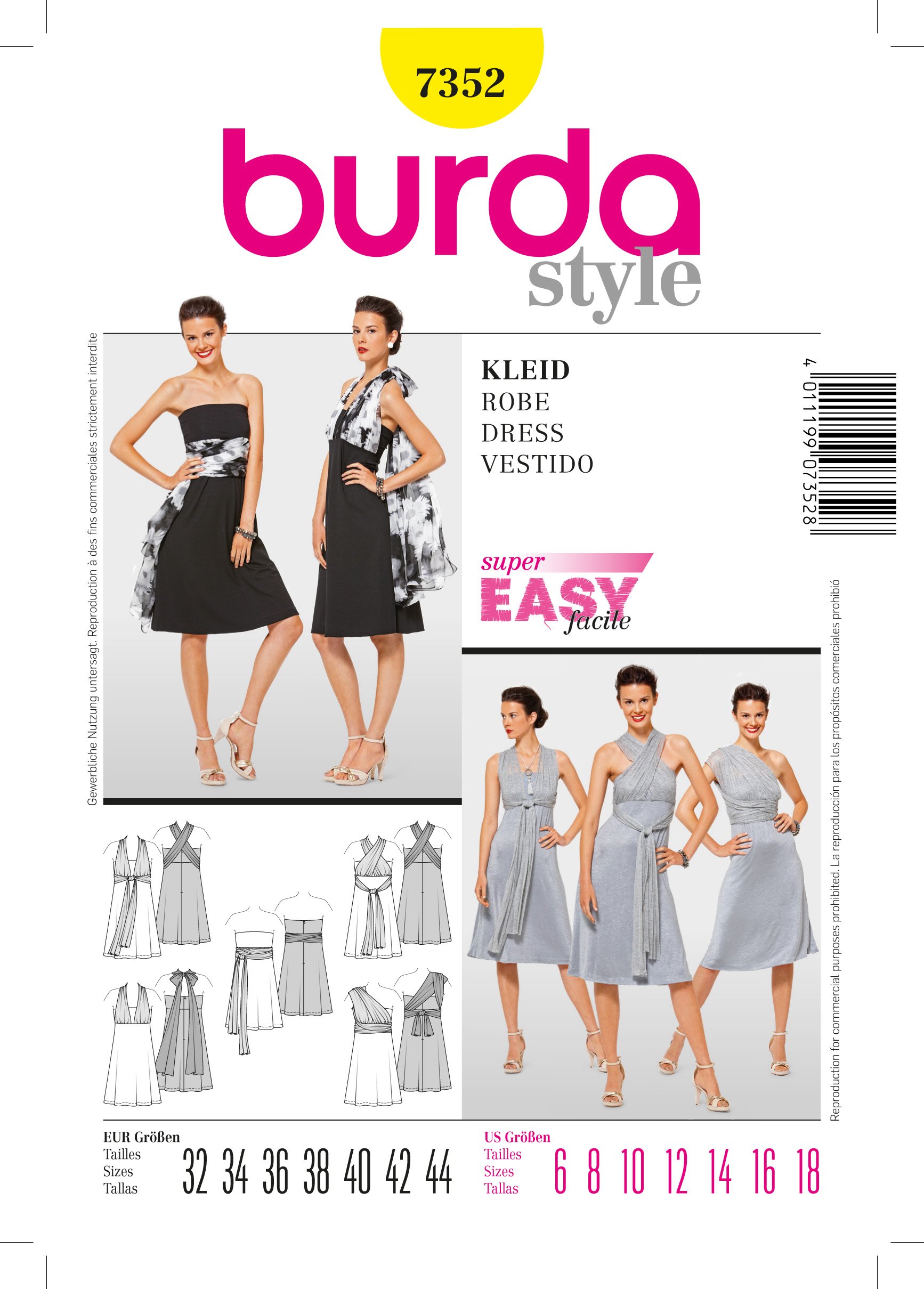 Patron Burda 7352 Robe