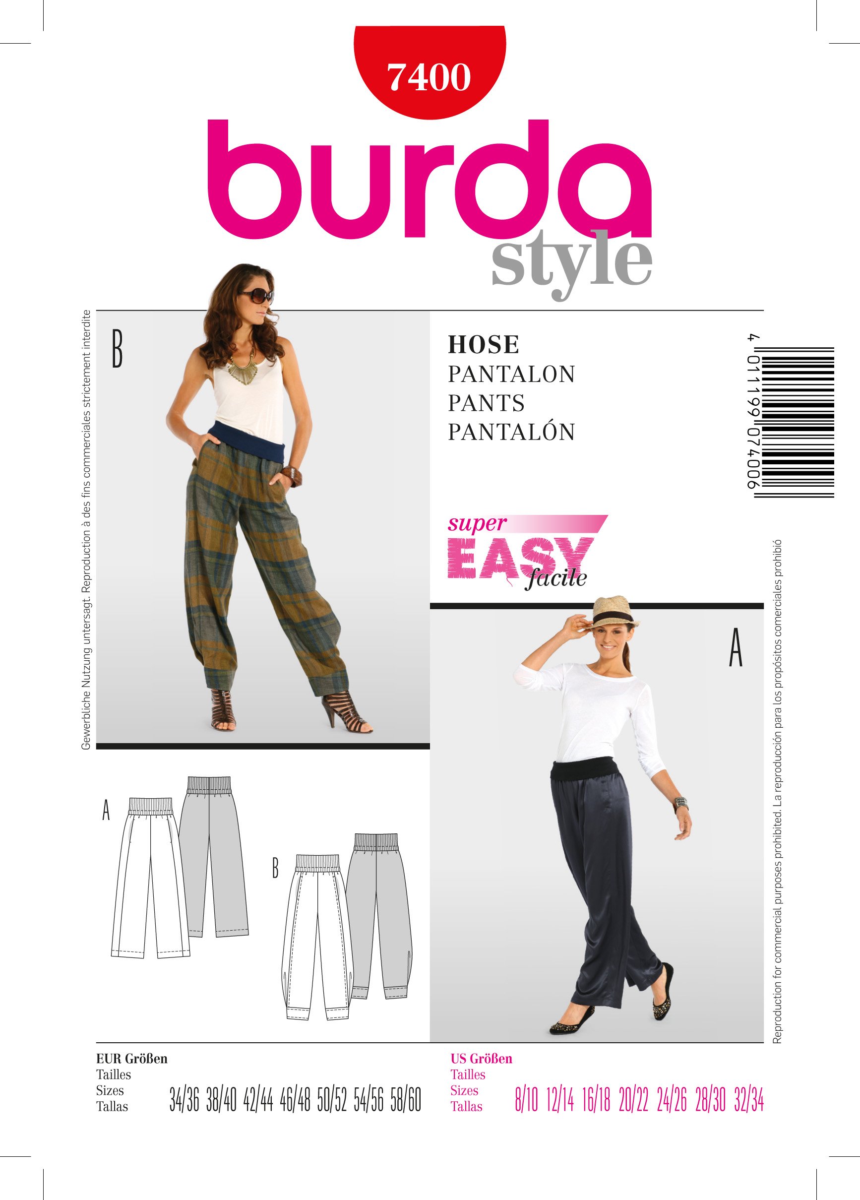 Patron Burda 7400 Pantalon