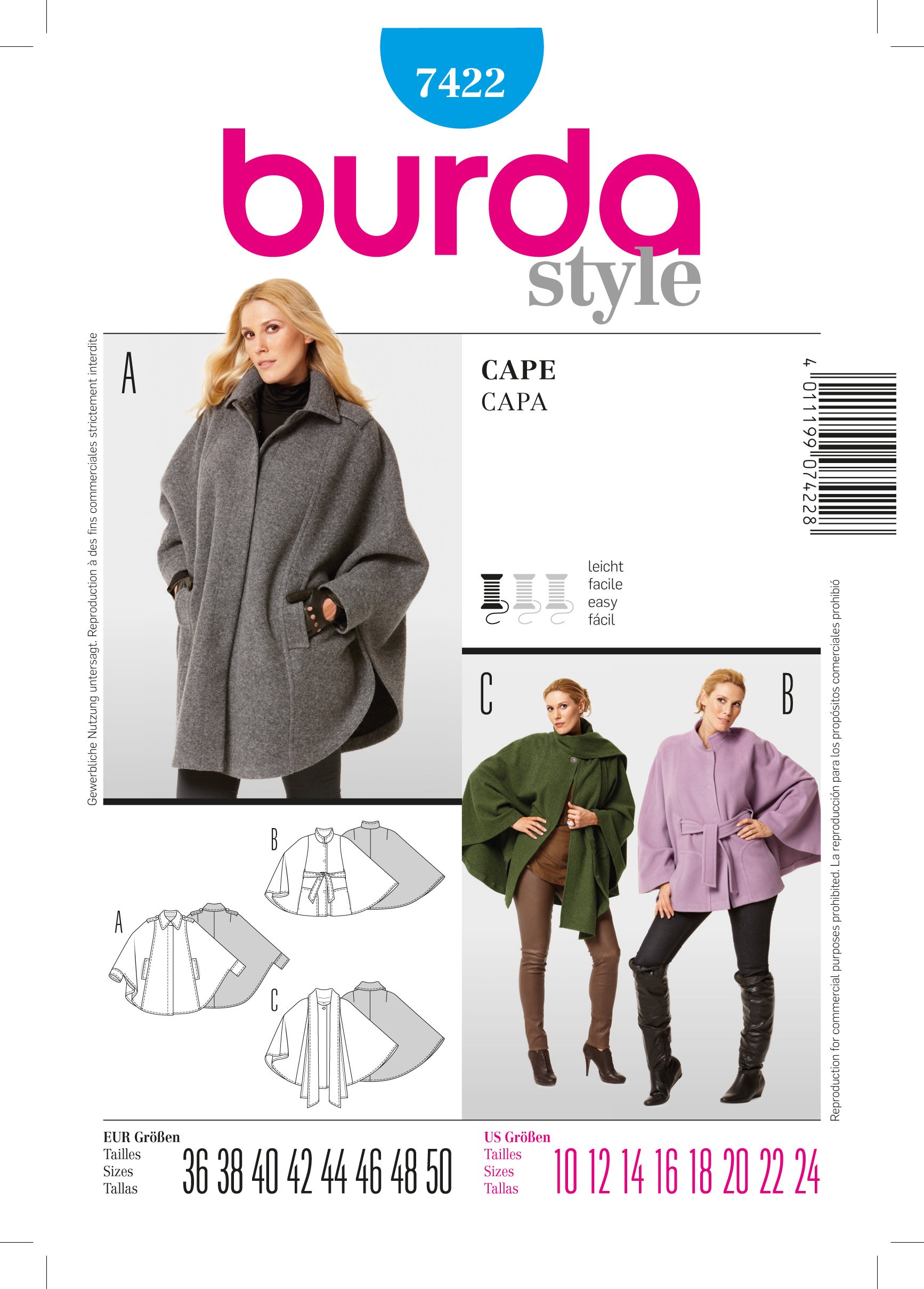 Patron Burda 7422 Cape