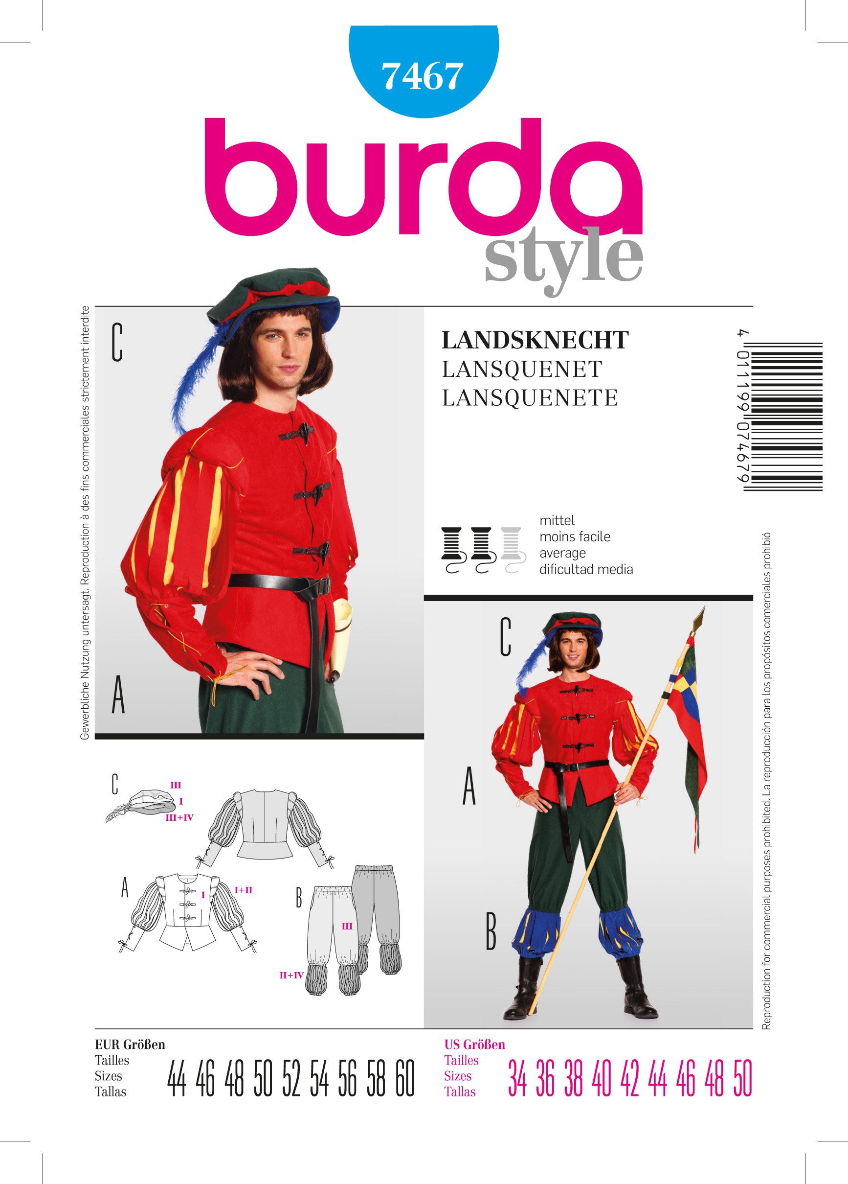 Patron Burda 7467 Lansquenet