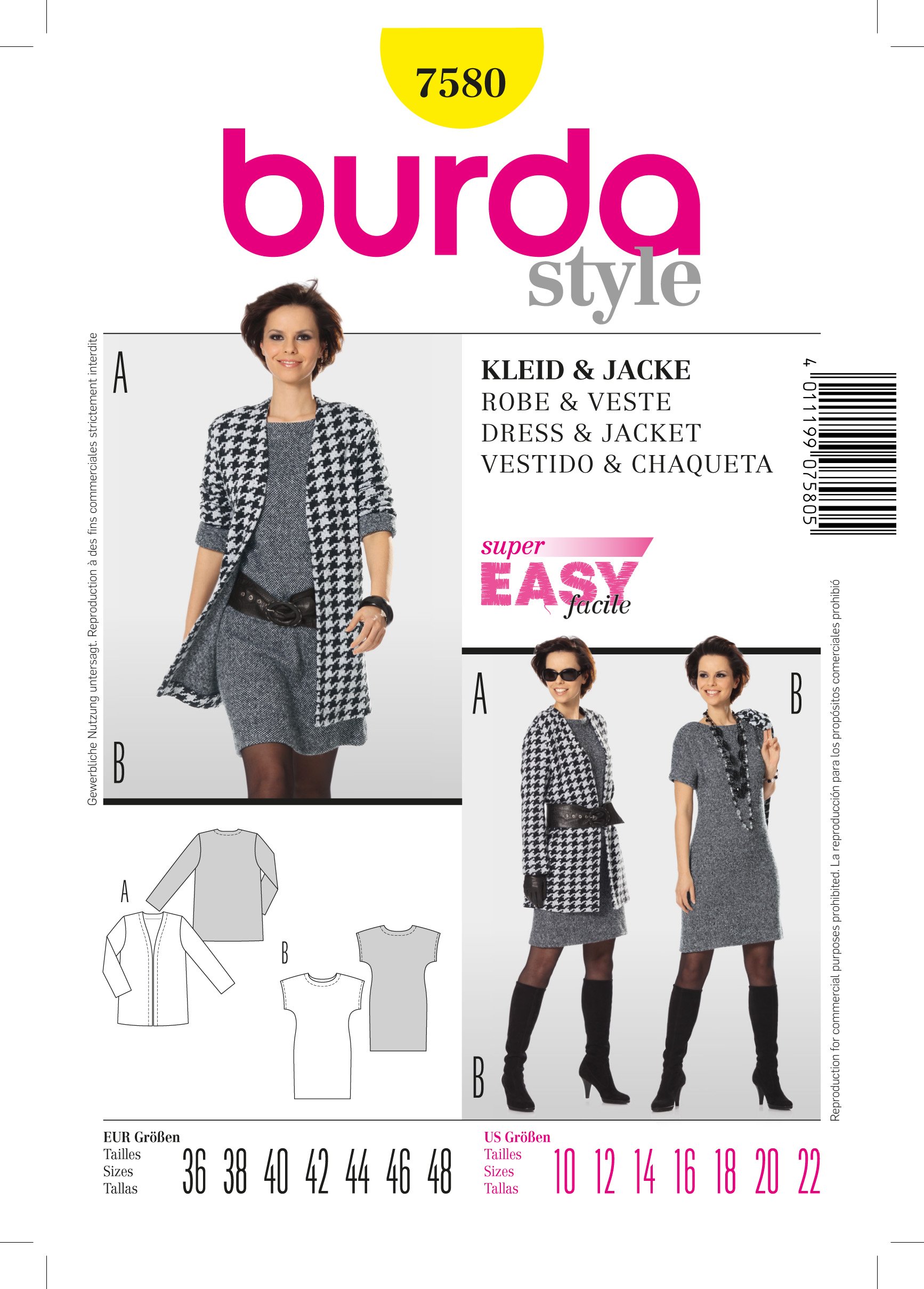 Patron Burda 7580 Ensemble de robe et veste