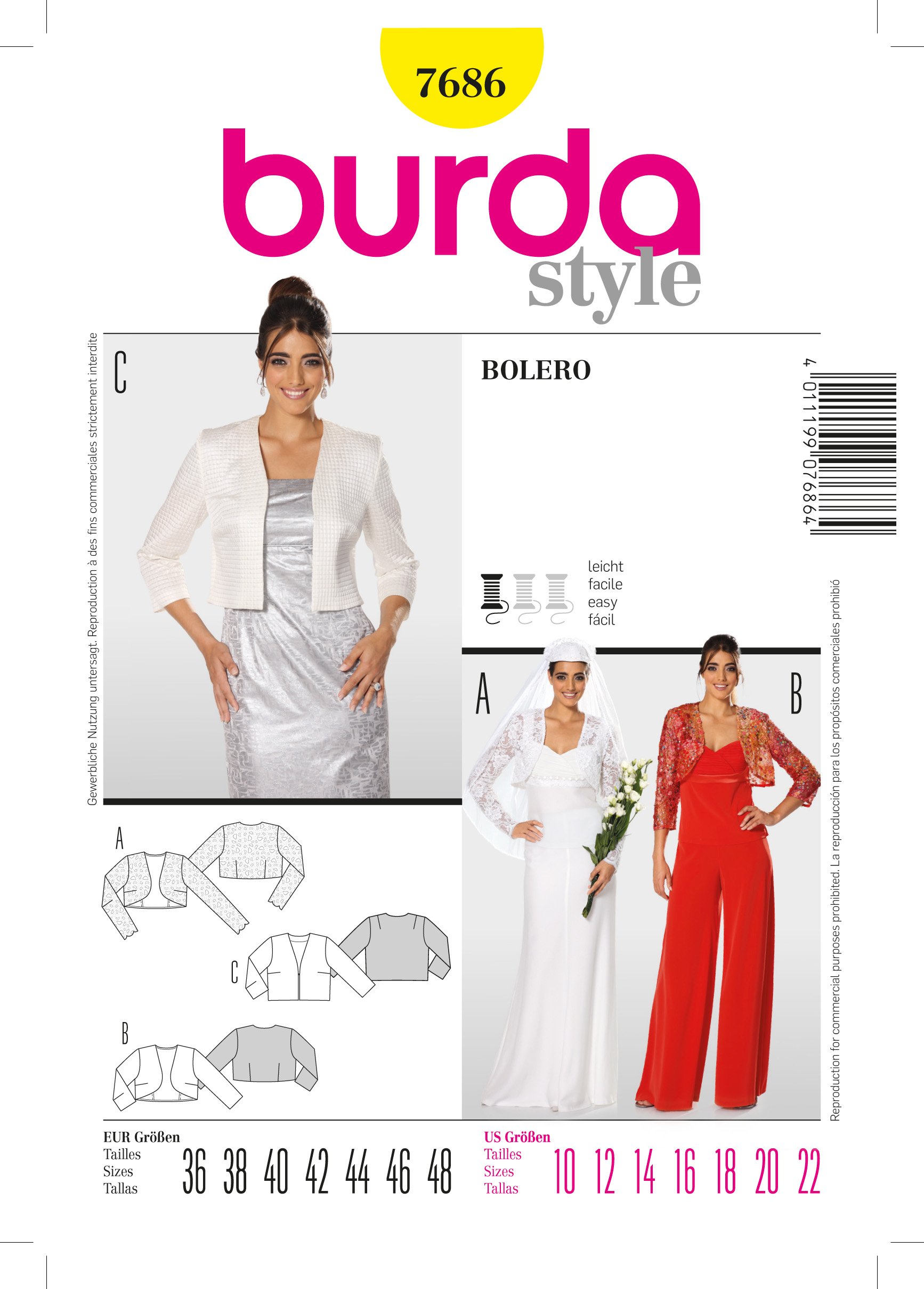 Patron Burda 7686 Boléro