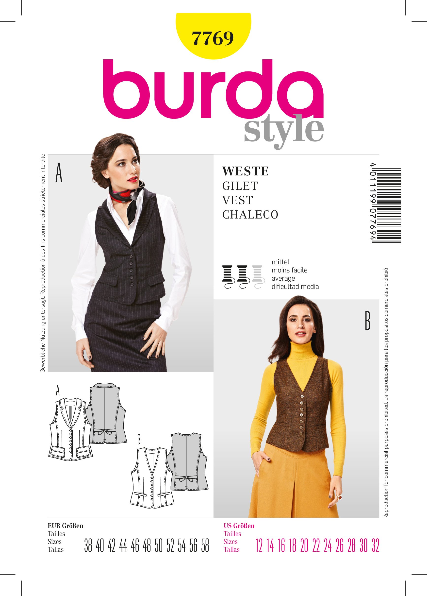 Patron Burda 7769 Gilet