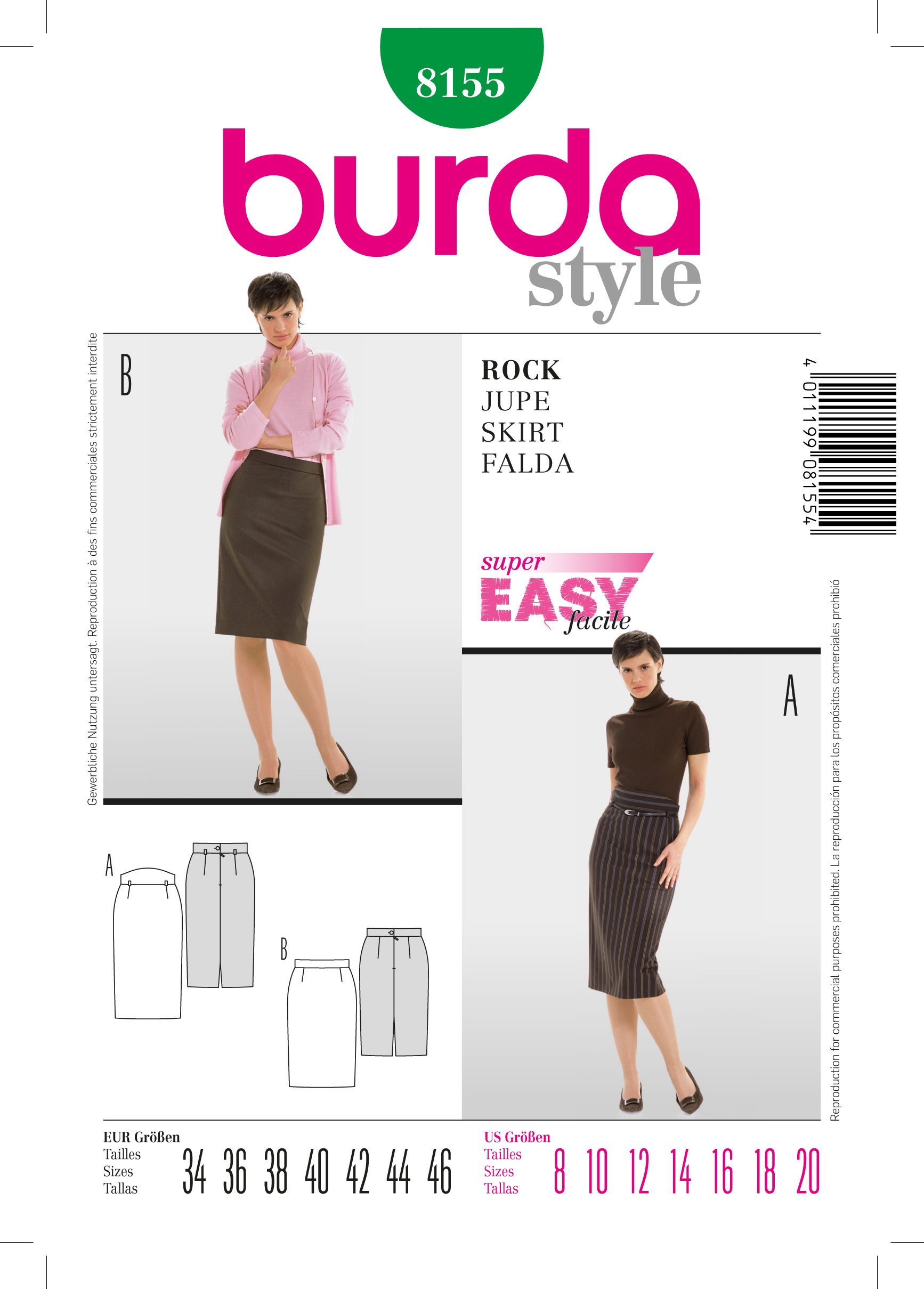 Patron Burda 8155 Jupe