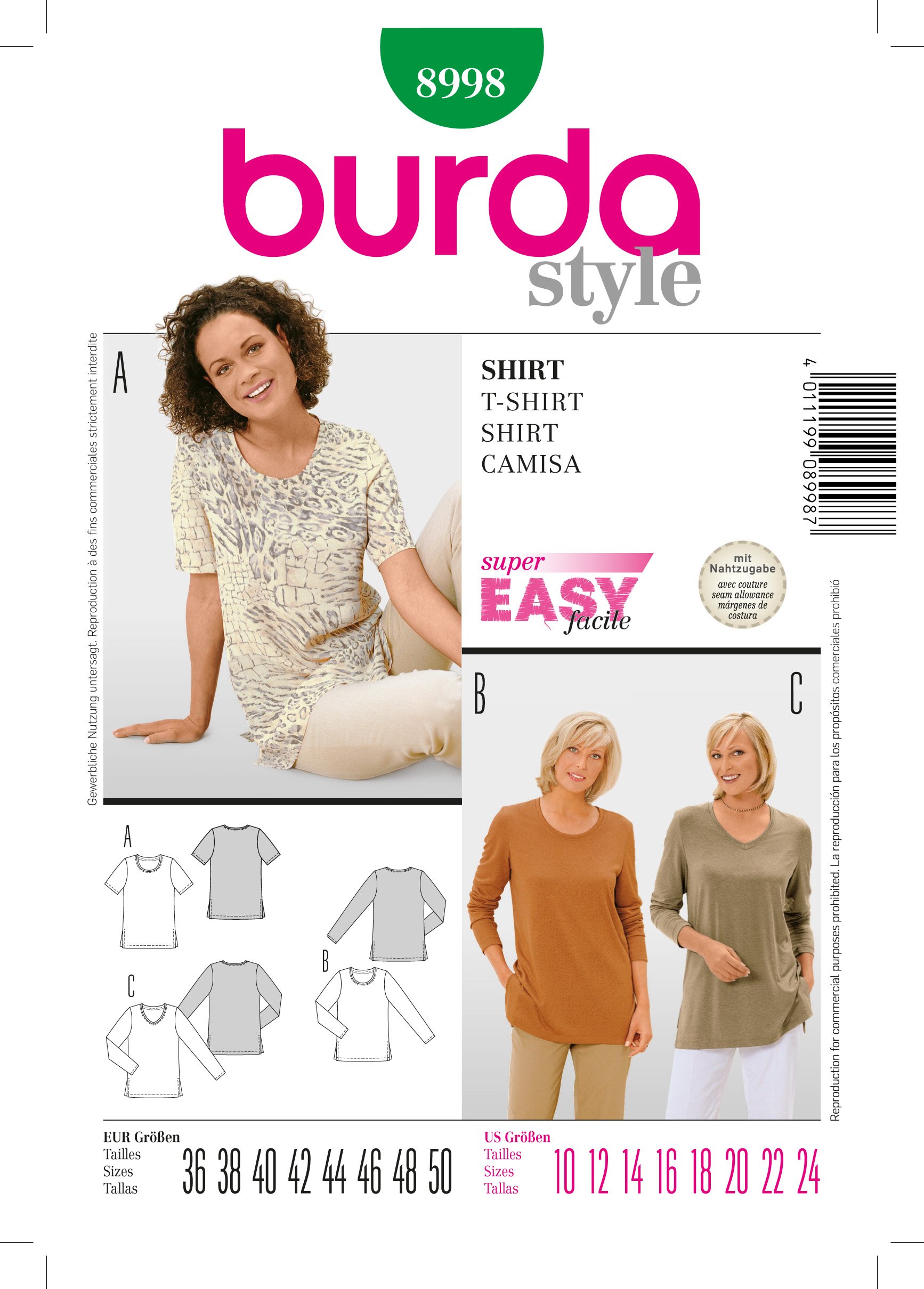 Patron Burda 8998 Tee-shirt