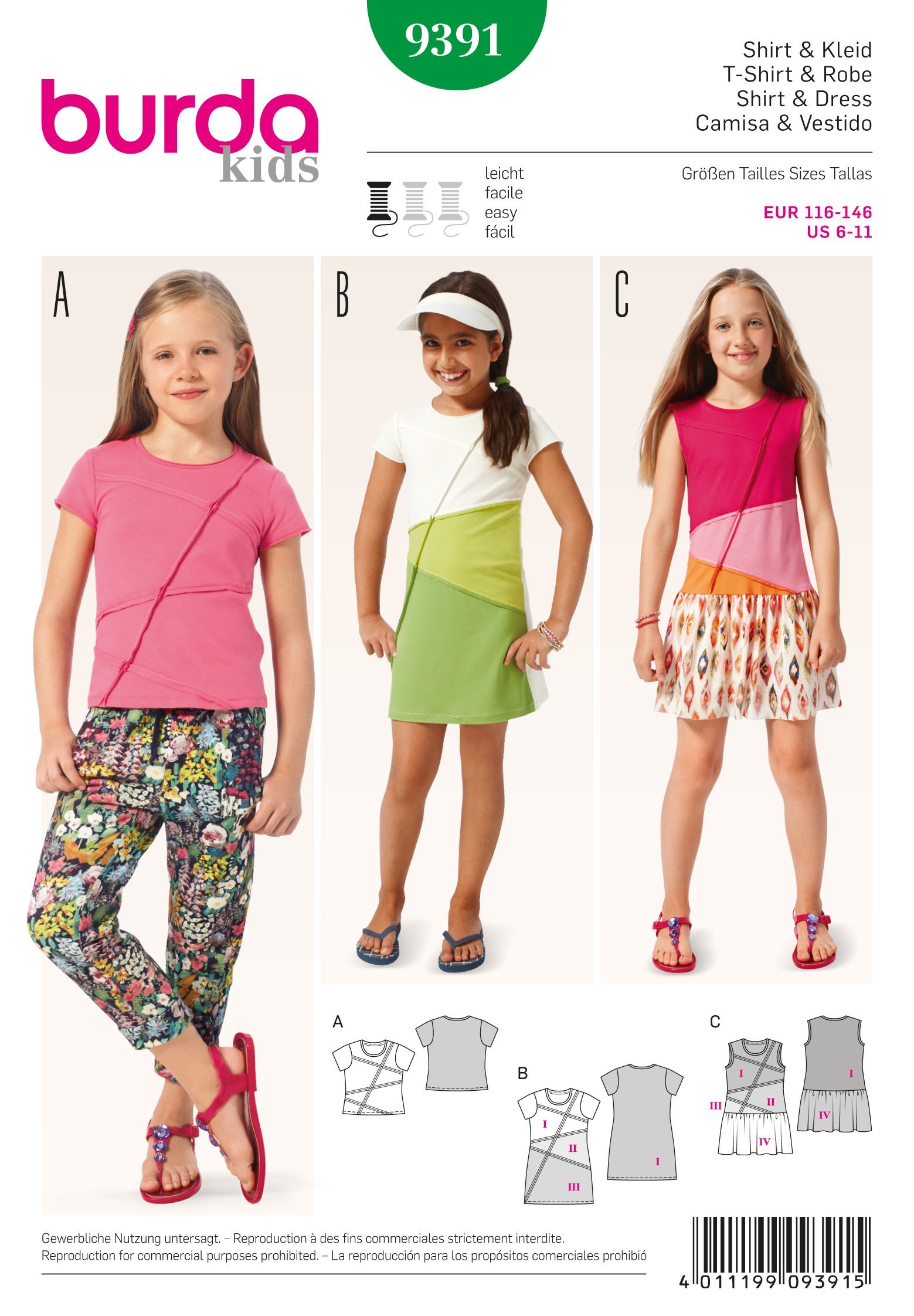 Patron Burda 9391 T-shirt et robe