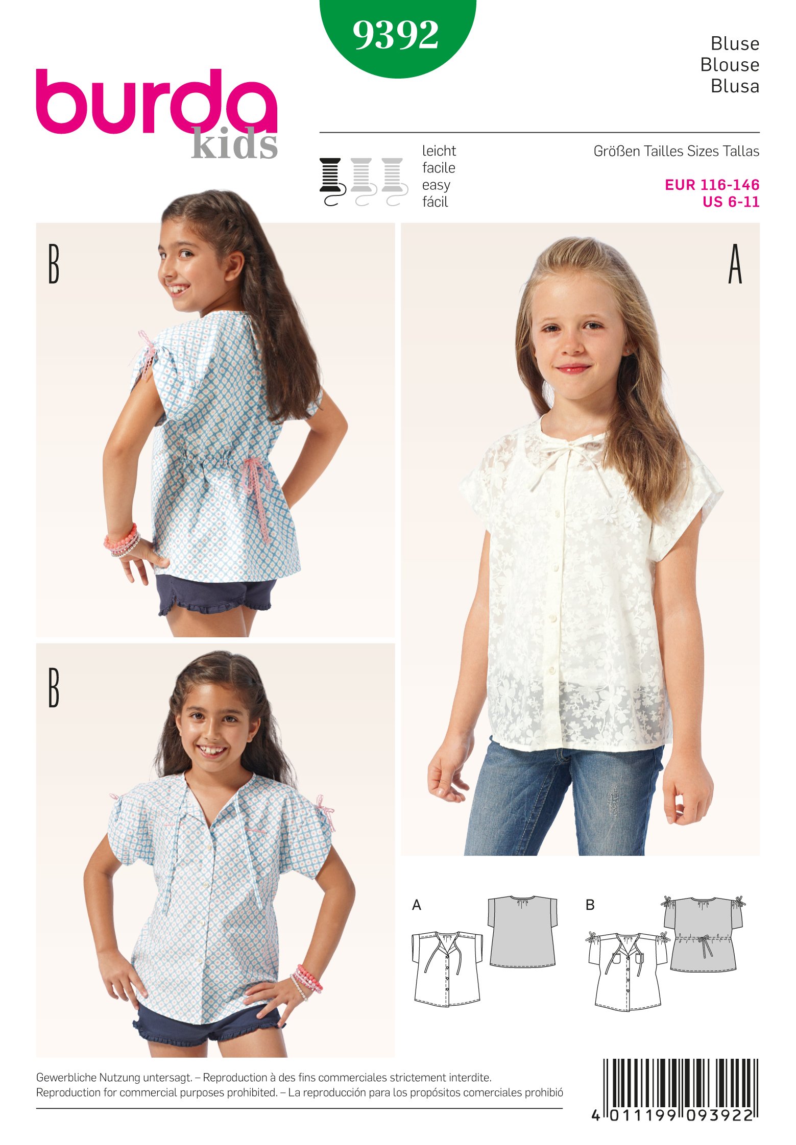 Patron Burda 9392 Blouse