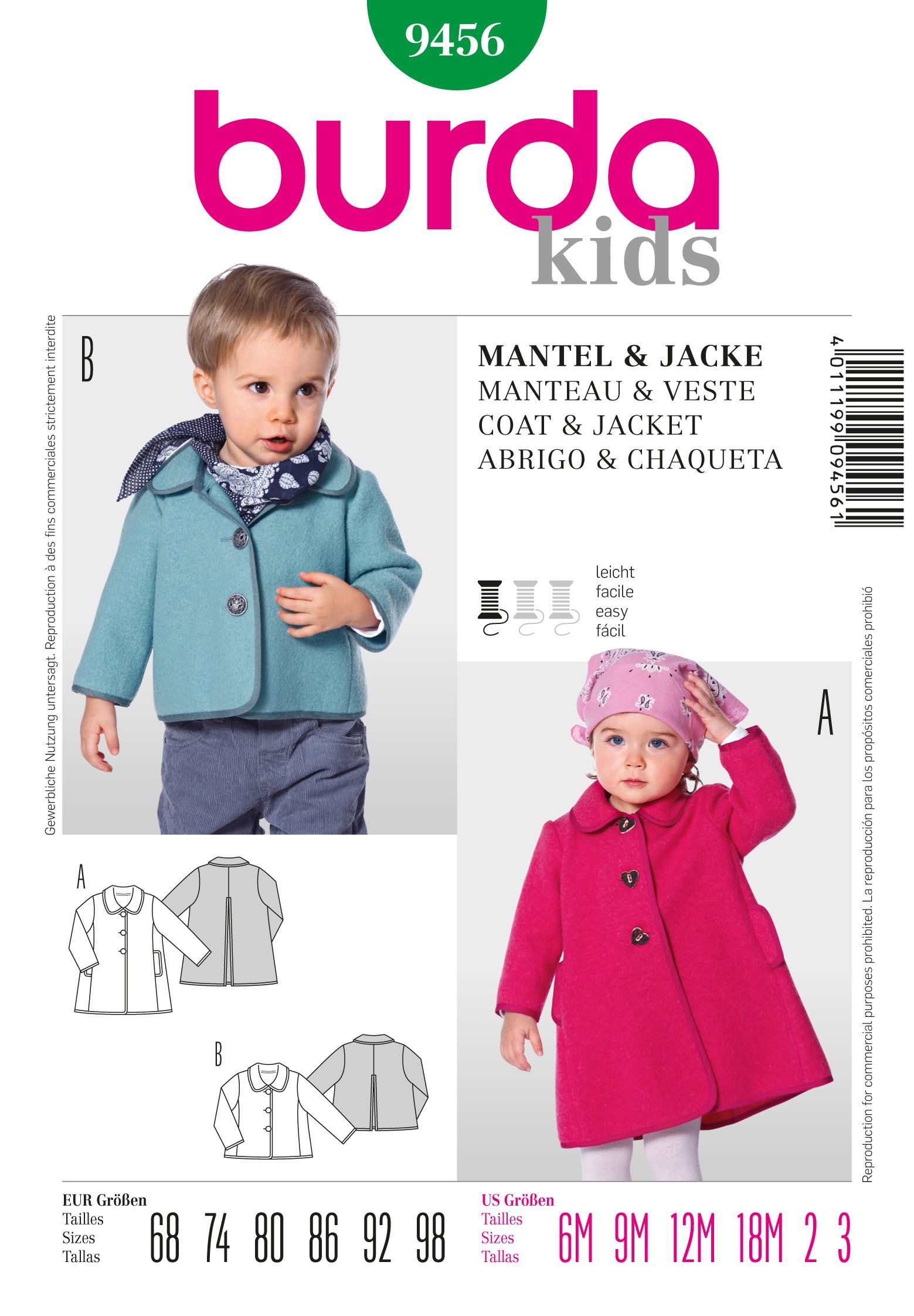 Patron Burda 9456 Manteau et veste