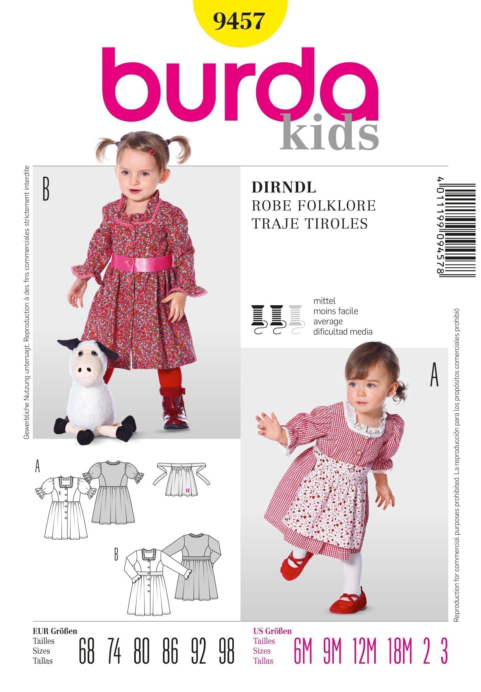 Patron Burda 9457 Robe folklore