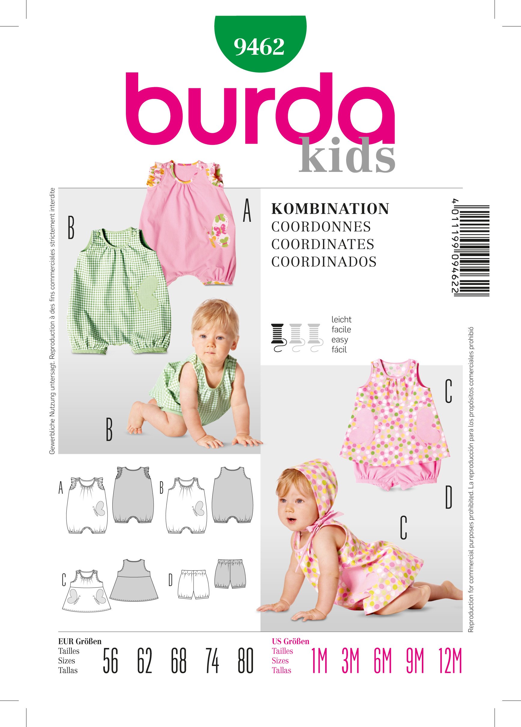 Patron Burda 9462 Ensemble bébé
