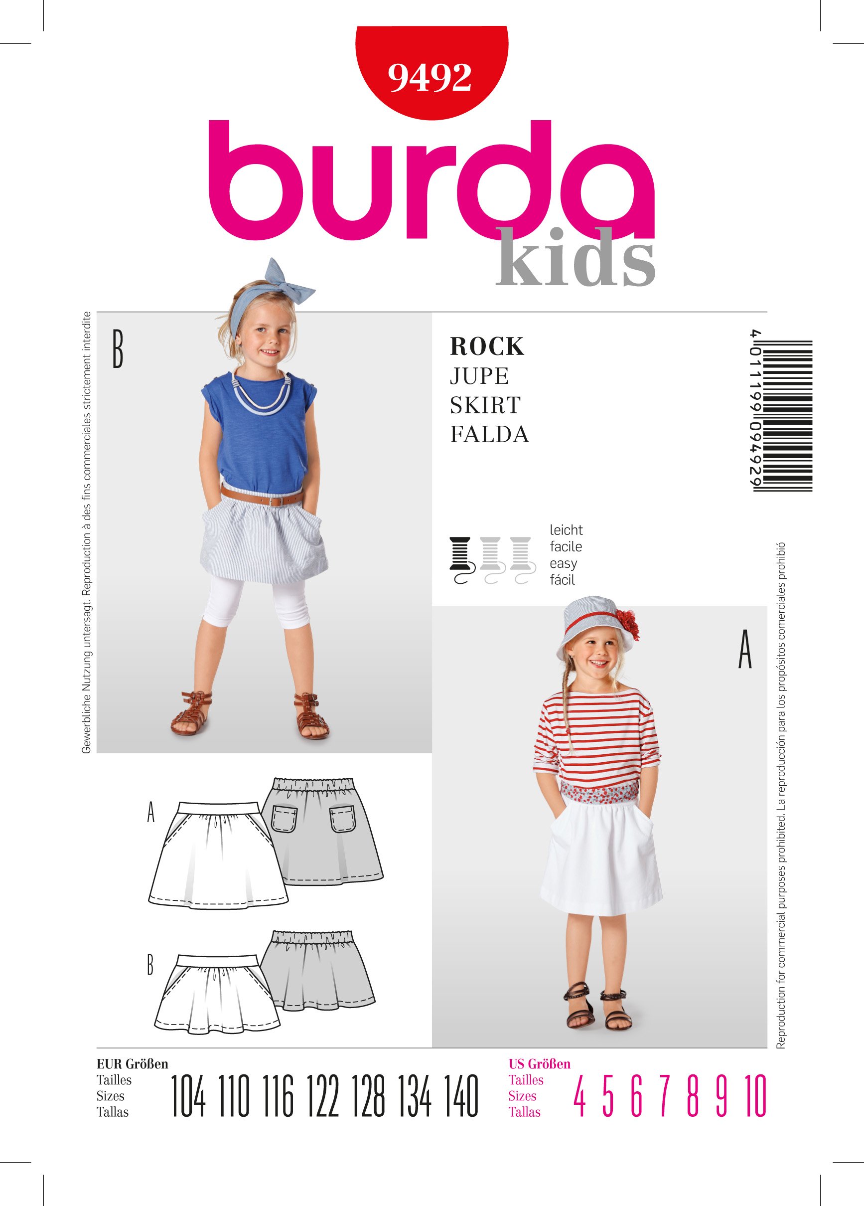 Patron Burda 9492 Jupe