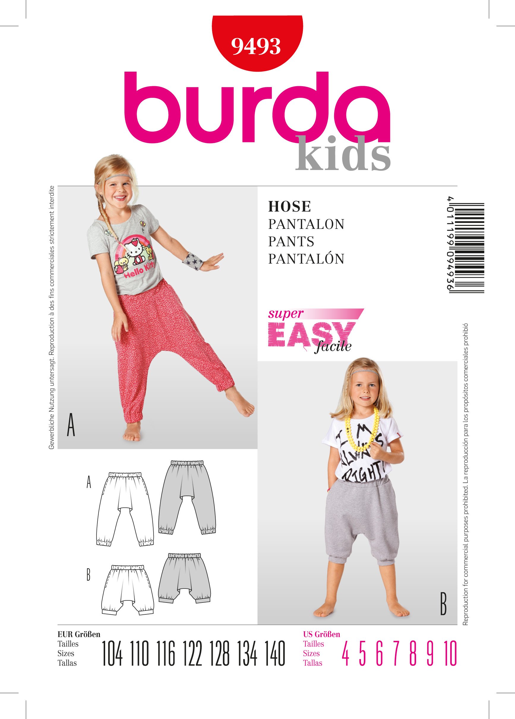 Patron Burda 9493 Pantalon