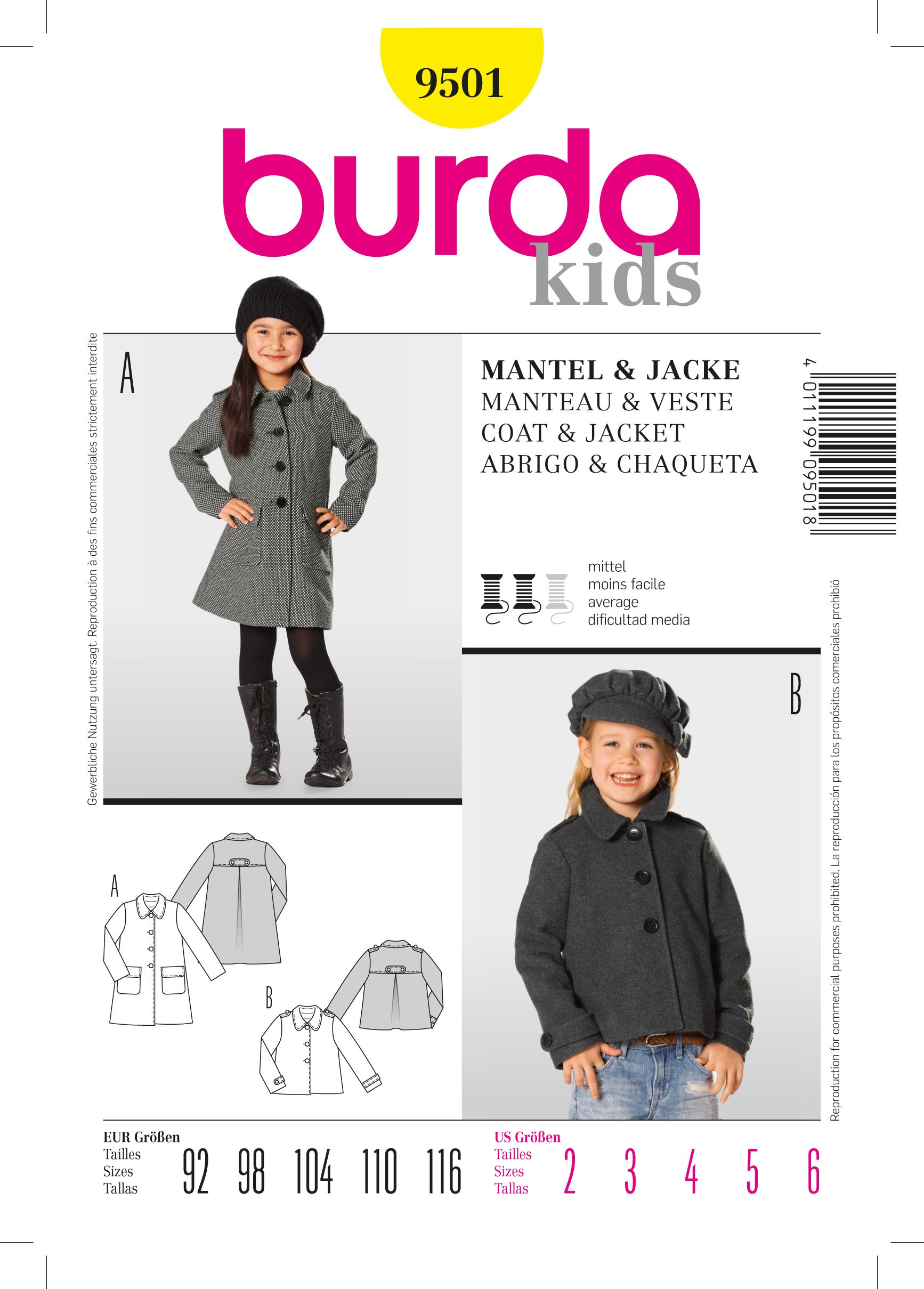 Patron Burda 9501 Manteau et veste