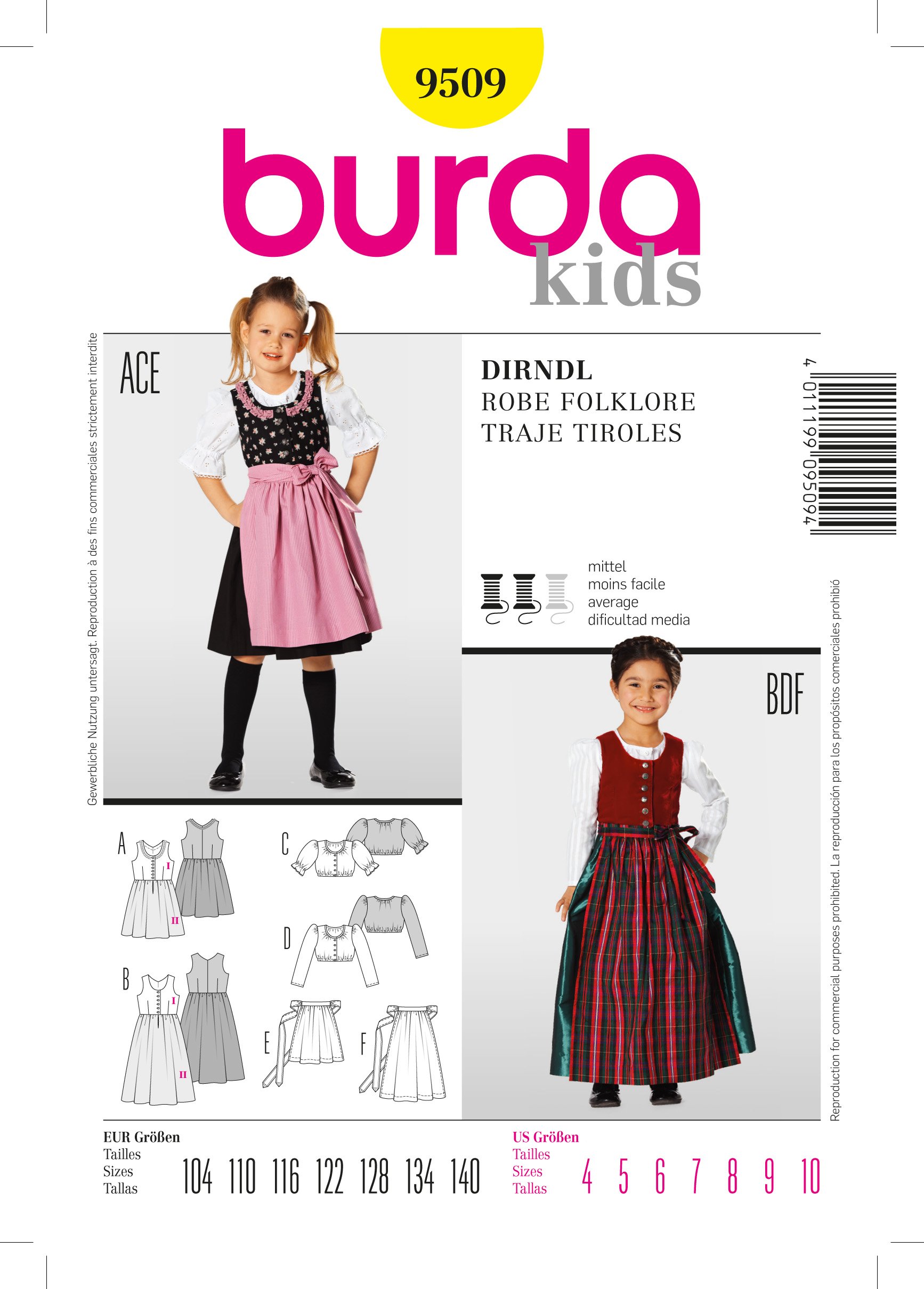Patron Burda 9509 Robe folklore
