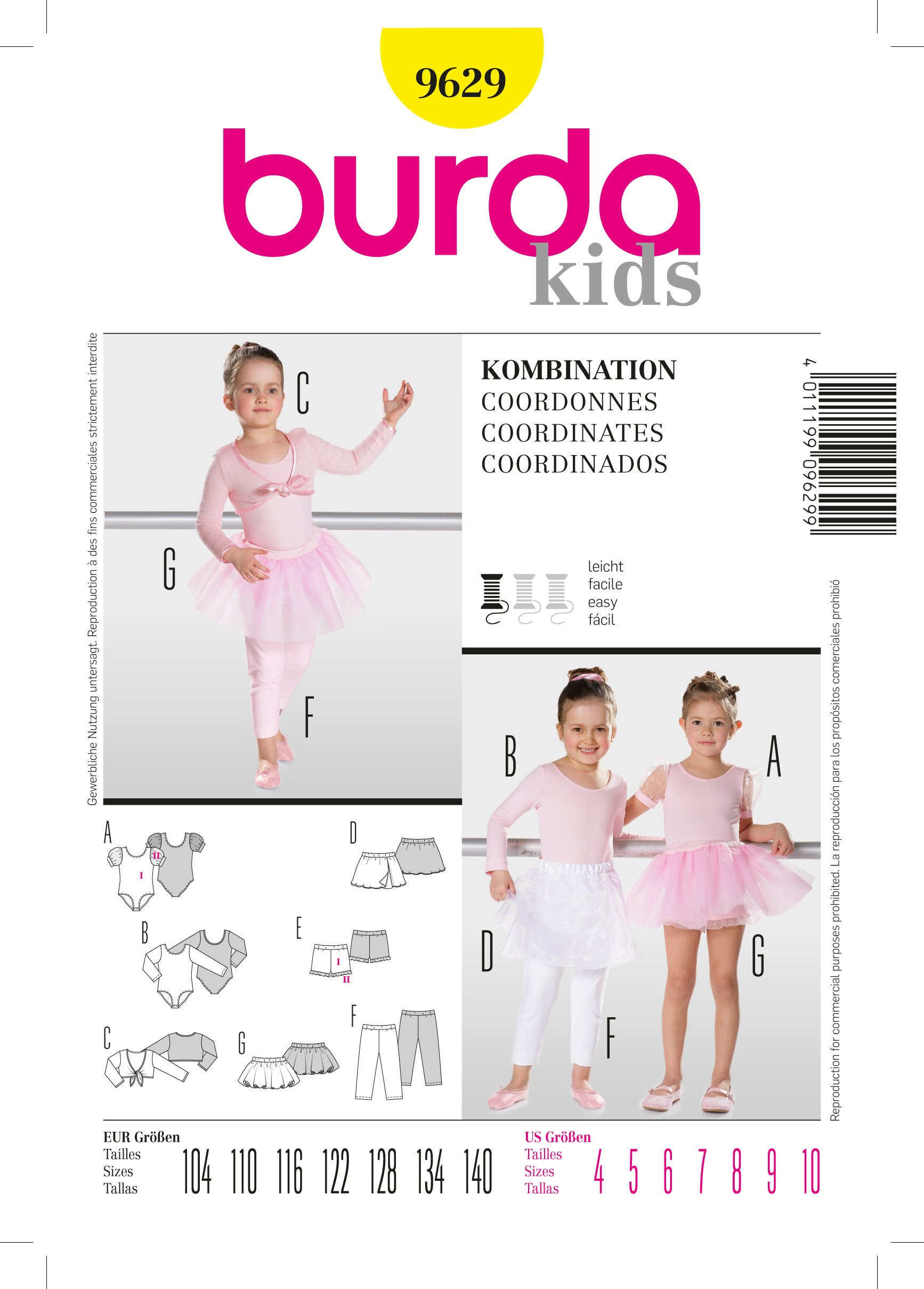 Patron Burda 9629 Body, tutu, caleçon