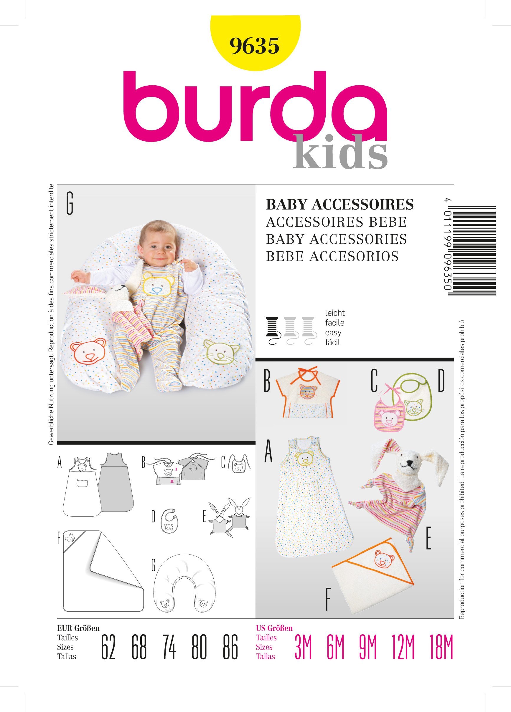 Patron Burda 9635 Accessoires bébé