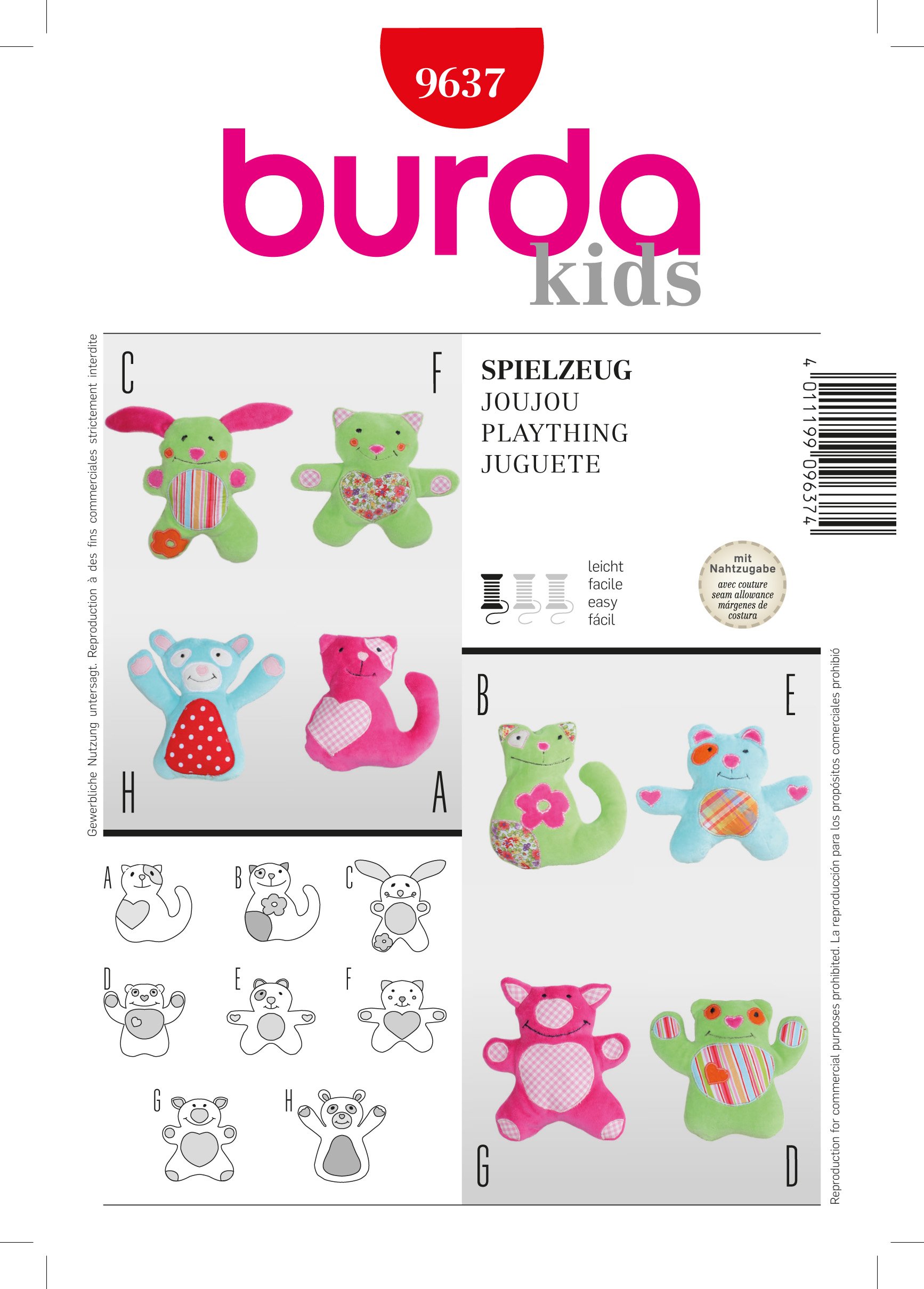 Patron Burda 9637 Jouets