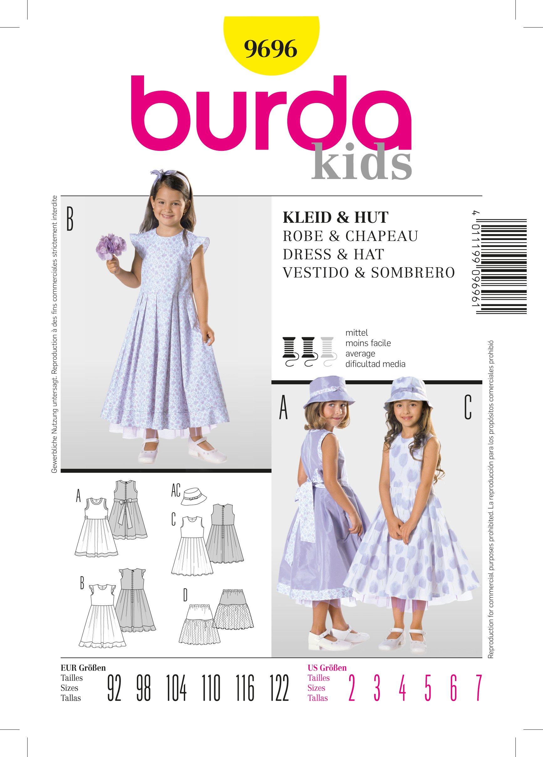 Patron Burda 9696 Robe et chapeau