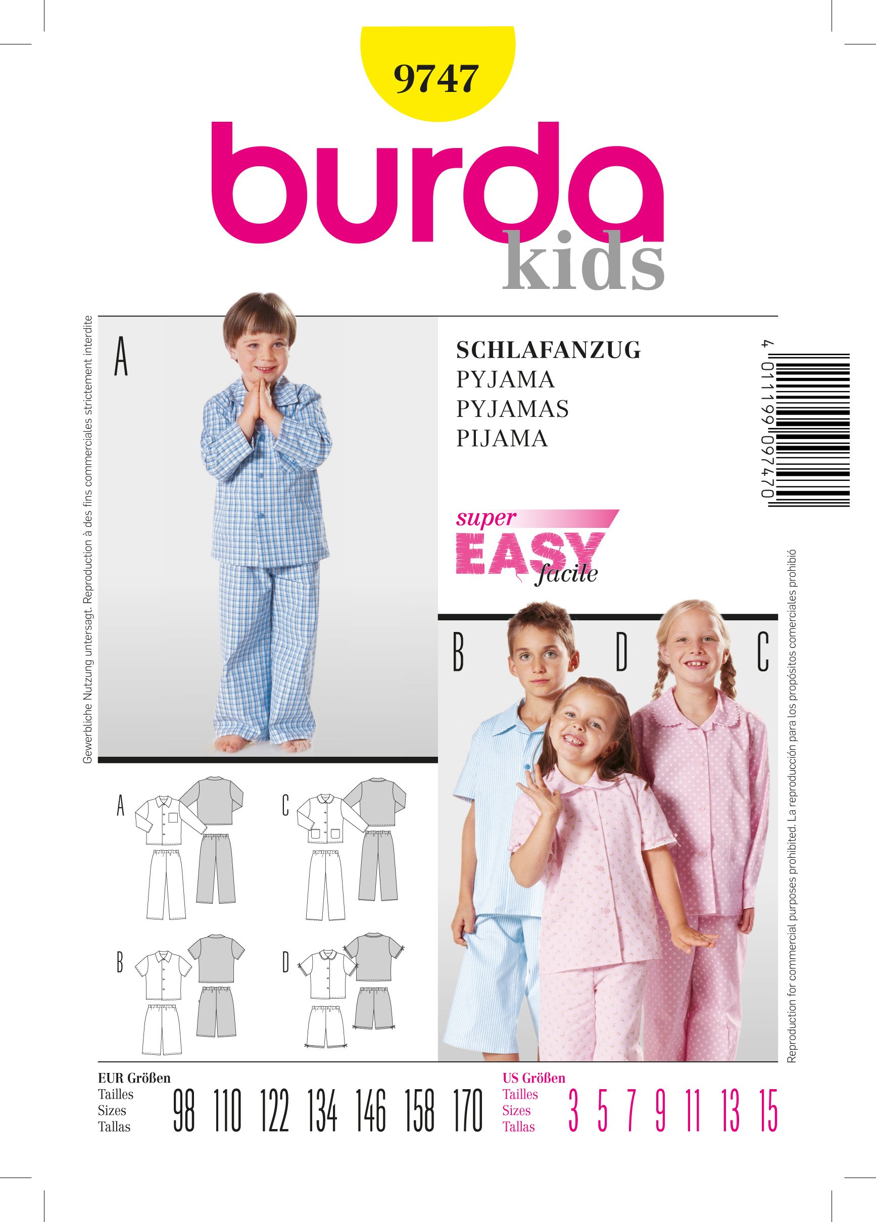 Patron Burda 9747 Pyjama