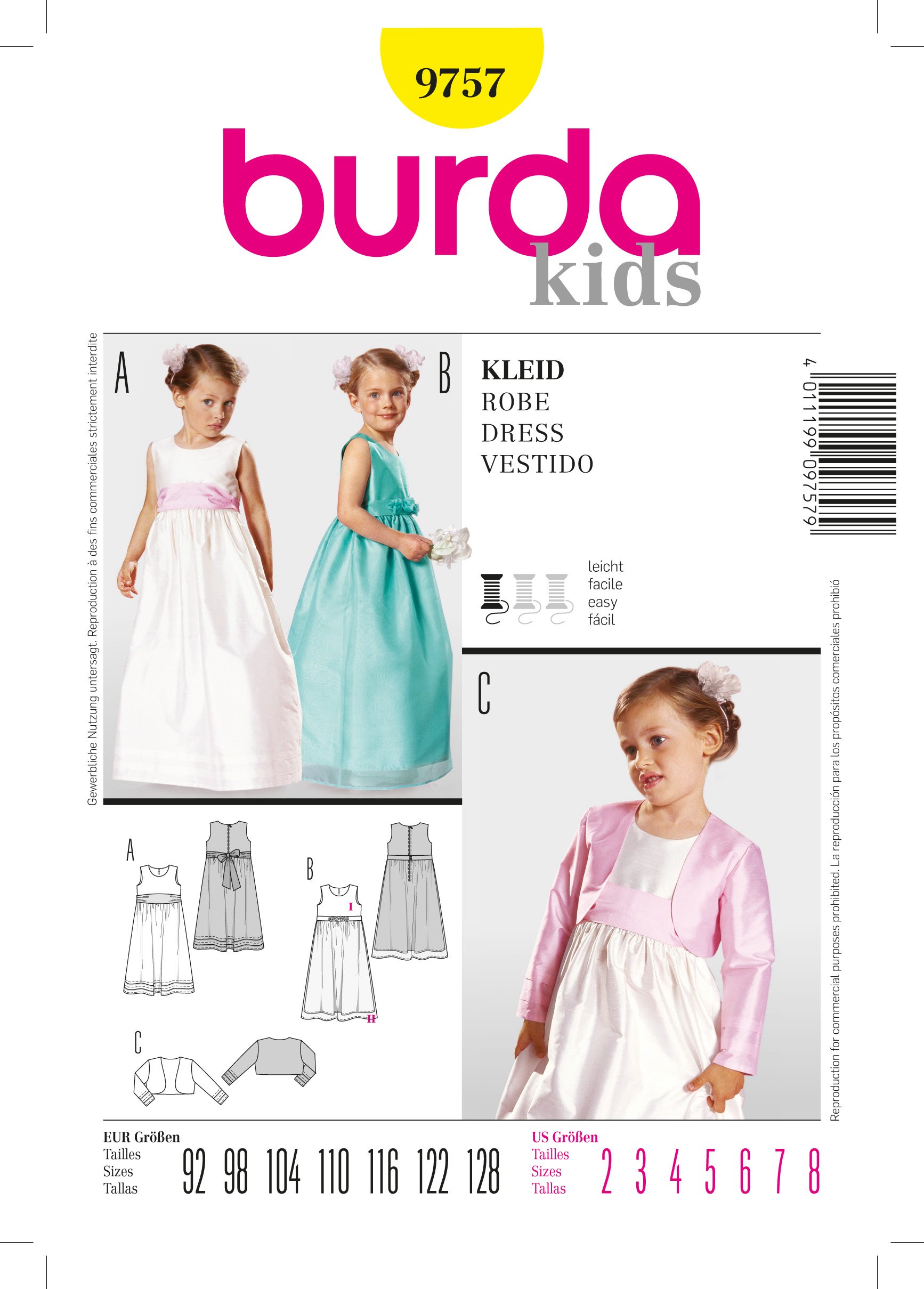 Patron Burda 9757 Robe de fête