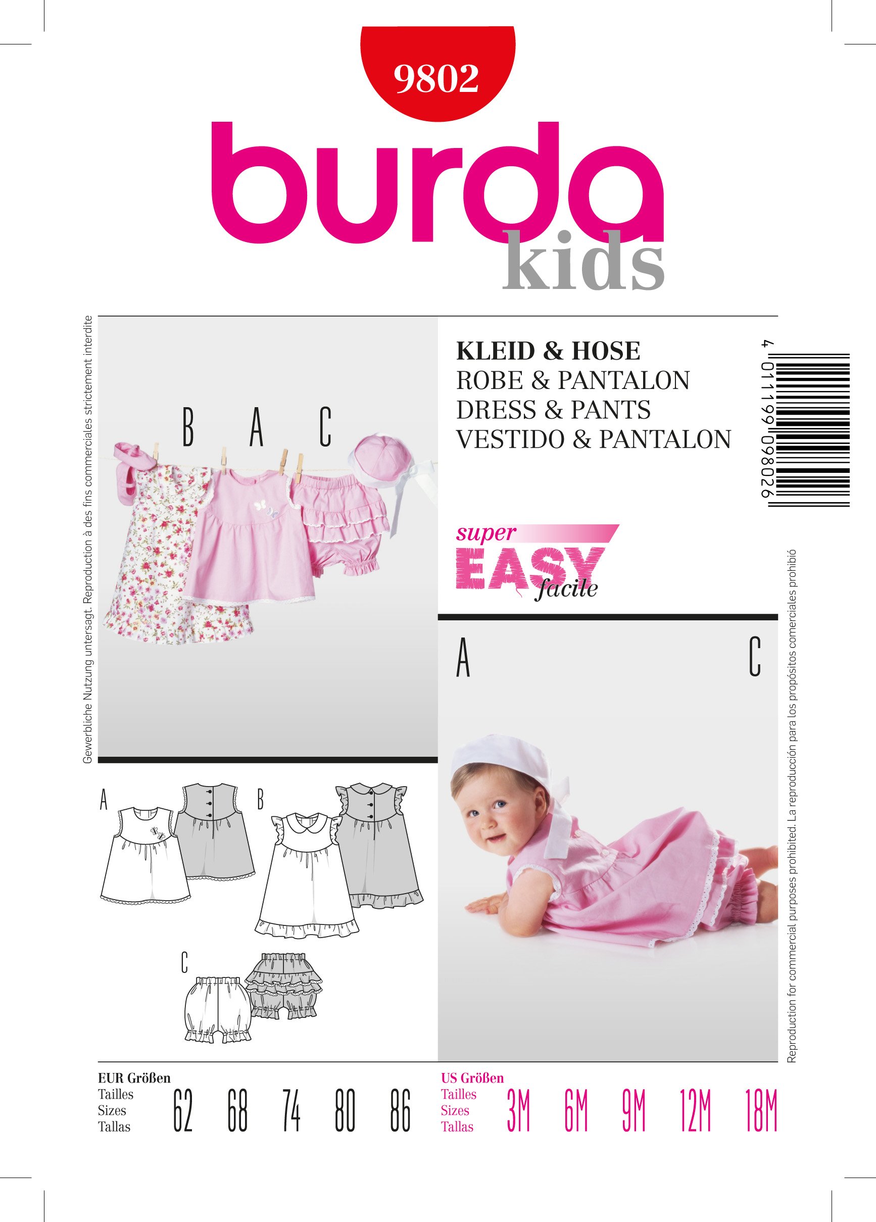 Patron Burda 9802 Robe et barboteuse