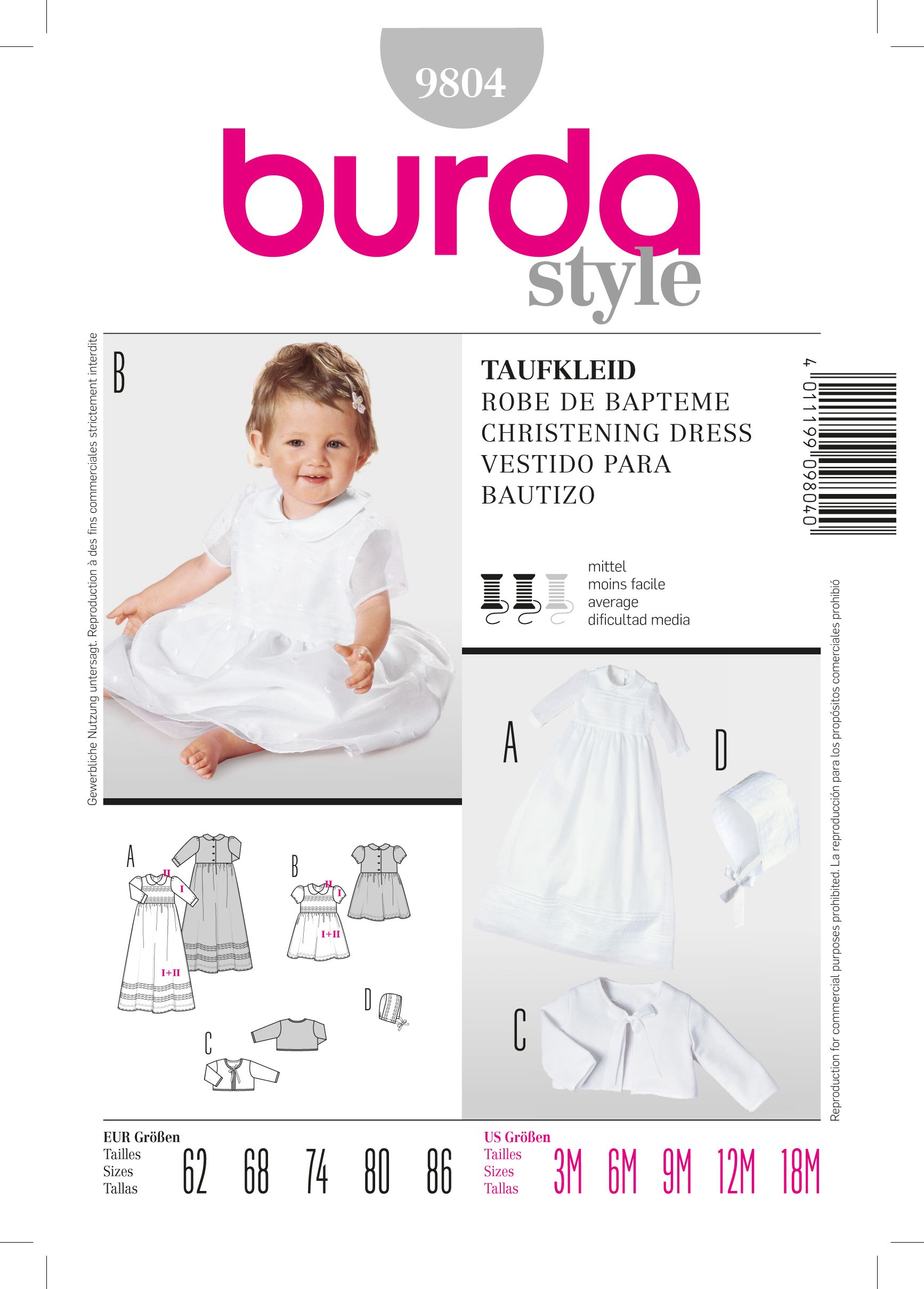 Patron Burda 9804 Robe de baptême