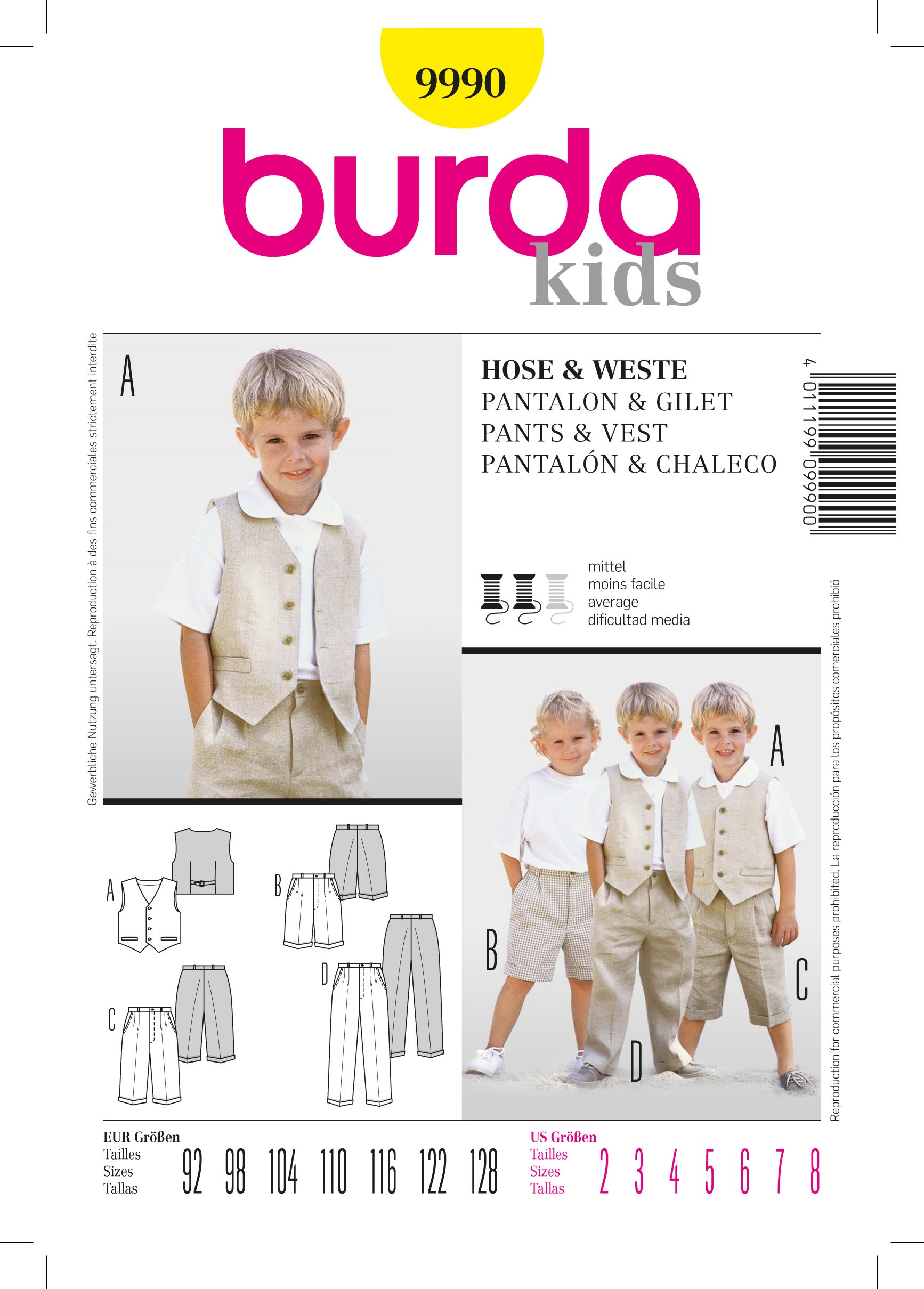 Patron Burda 9990 Pantalon et gilet