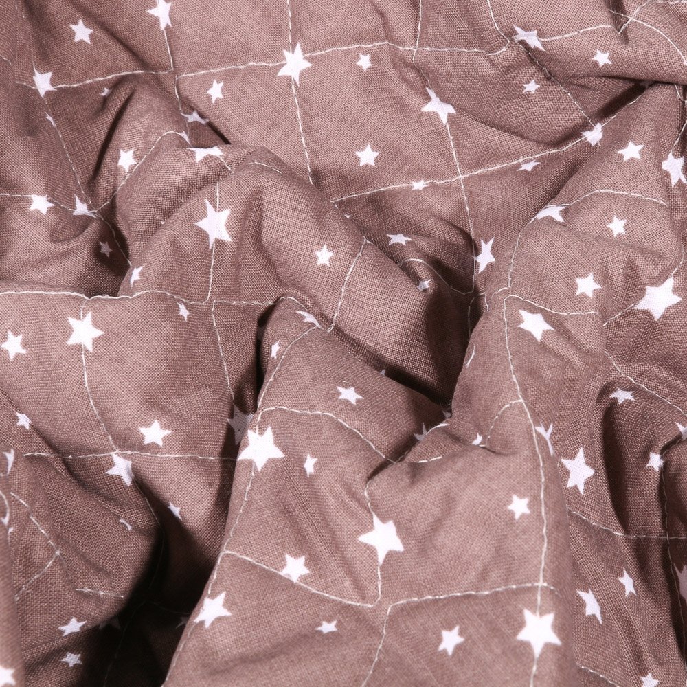 Tissu Scarlett Matelassé Marron Etoiles blanches