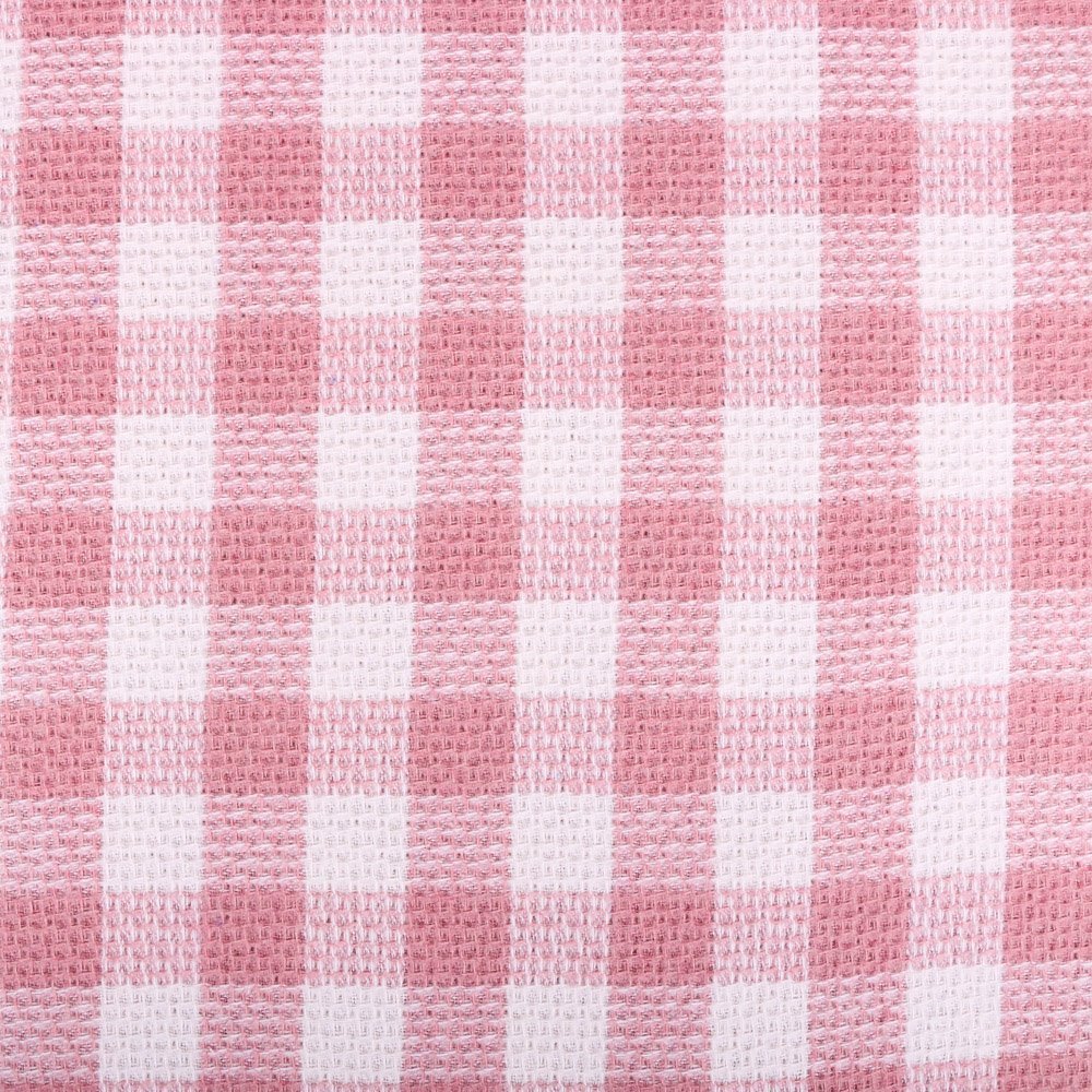 Tissu Lainage Carreaux Roses sur fond Blanc