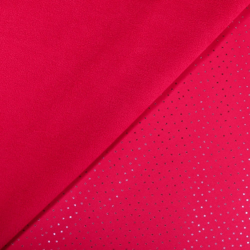 Tissu Softshell Etoiles Argent sur fond Fuschia