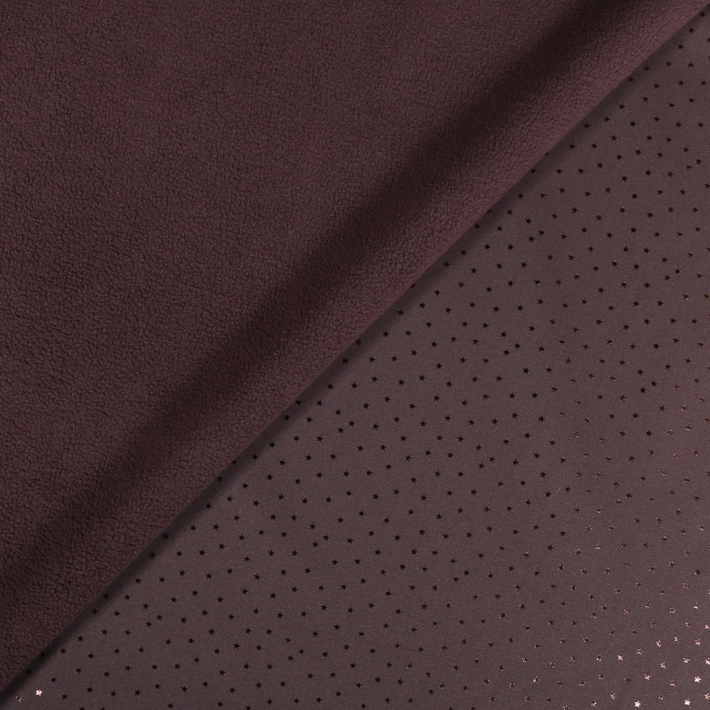 Tissu Softshell Etoiles Argent sur fond Marron