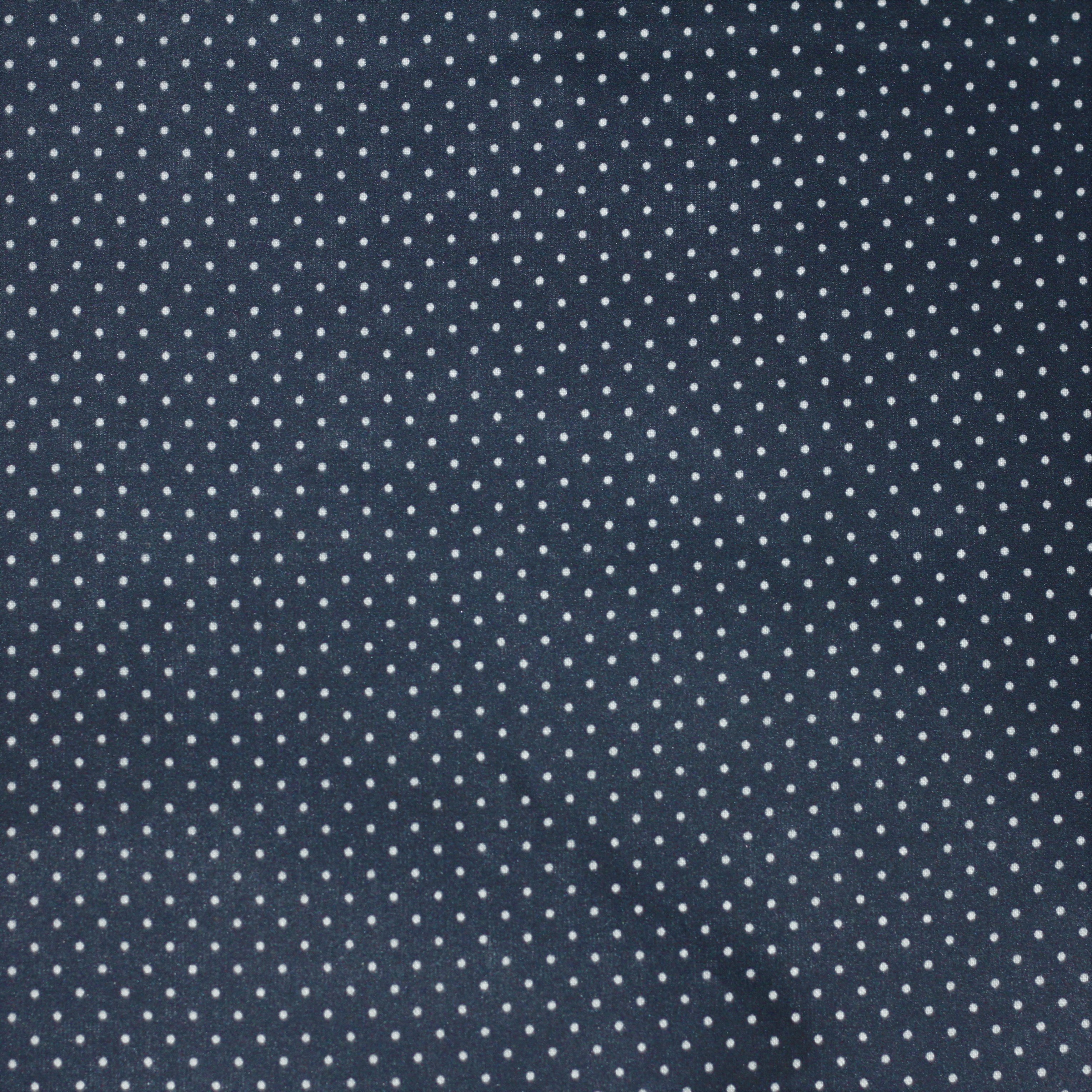 Tissu Coton enduit Bleu marine Mini Pois Blancs