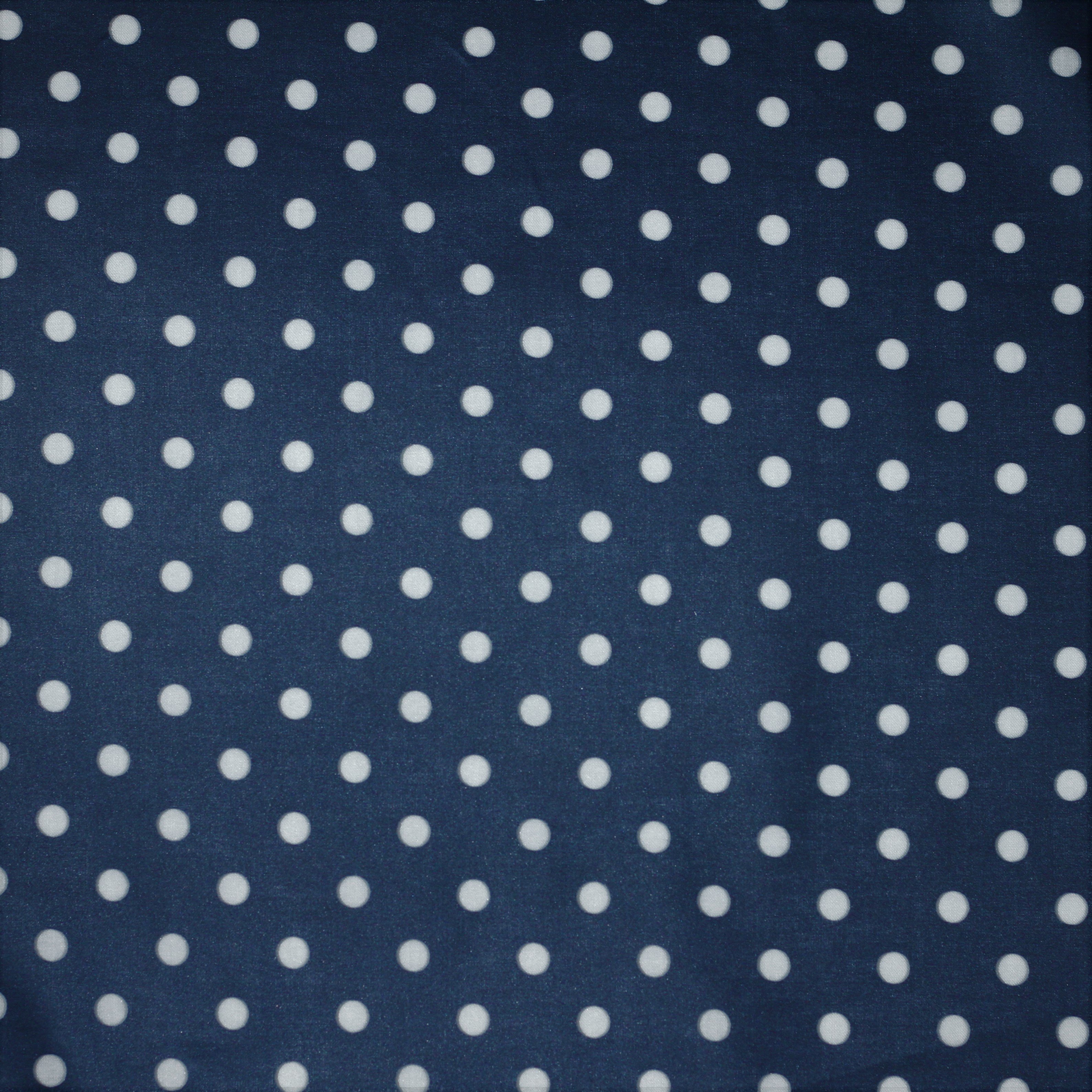 Tissu Coton enduit Bleu marine Pois Blancs