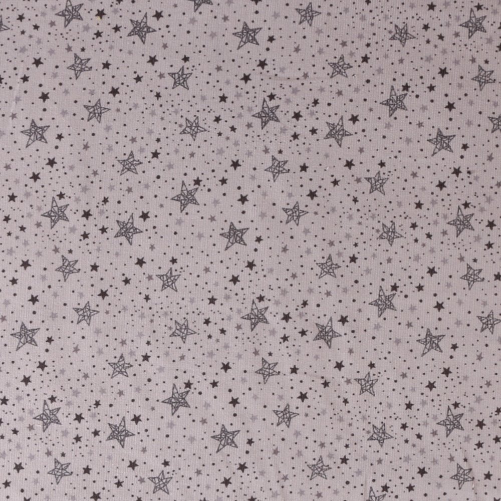 Tissu Velours Milleraies Etoiles Grises sur fond Gris