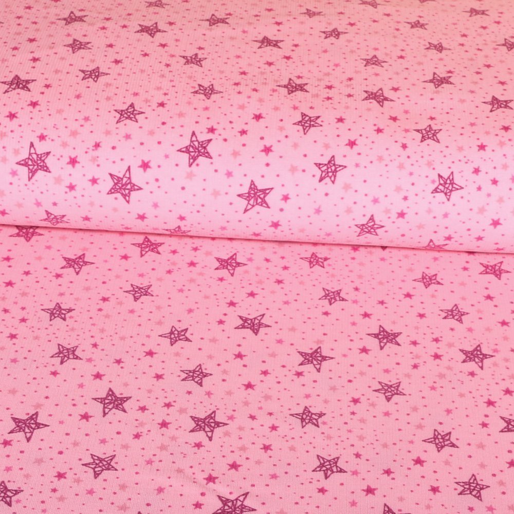 Tissu Velours Milleraies Etoiles Violettes sur fond Rose