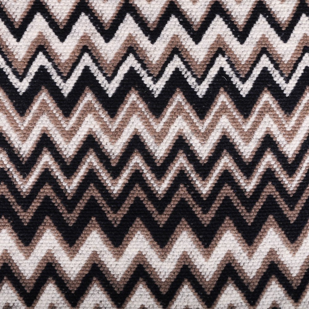 Tissu Lainage Chevrons Beiges et noirs sur fond Blanc