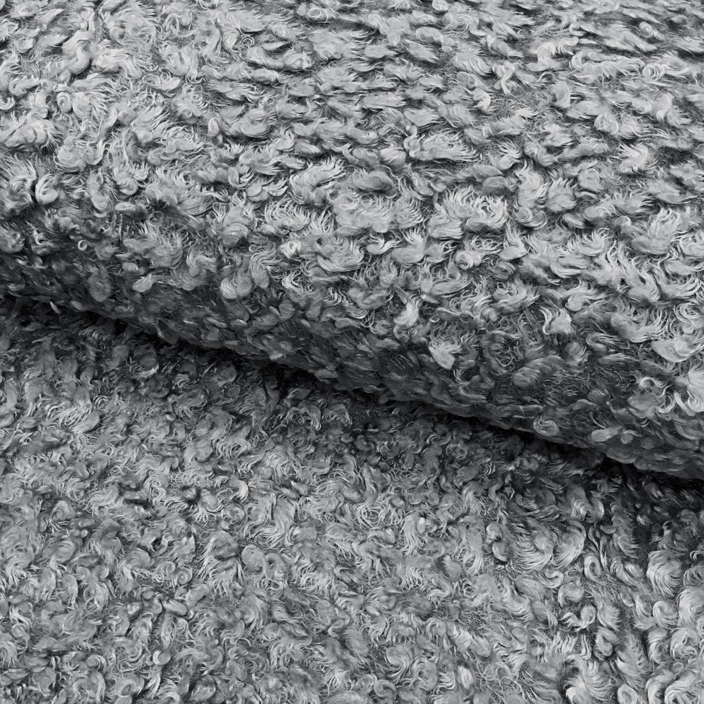 Tissu Lainage bouclé Gris pierre