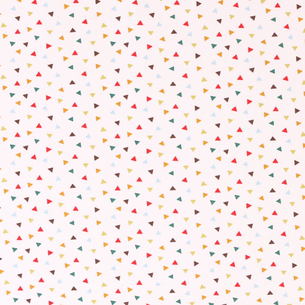 Tissu Jersey Triangles Multicolores sur fond Blanc