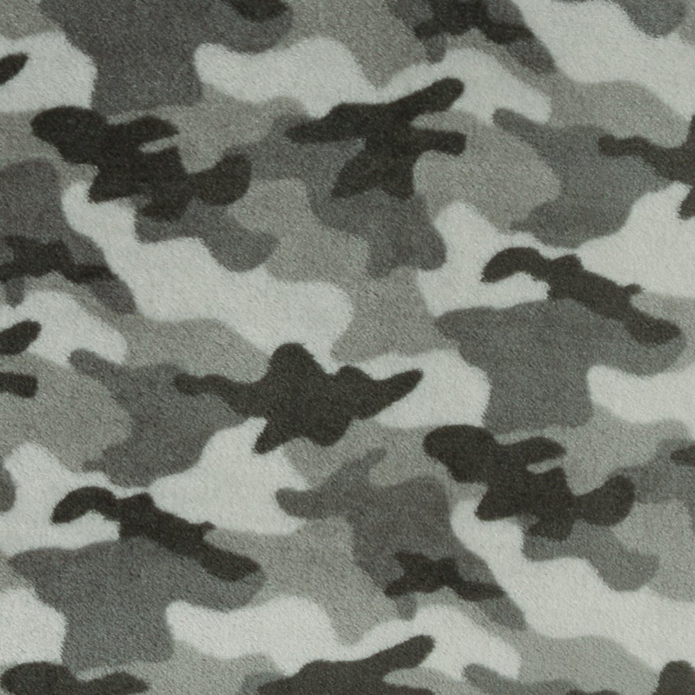 Tissu Doudou Camouflage Gris Vert