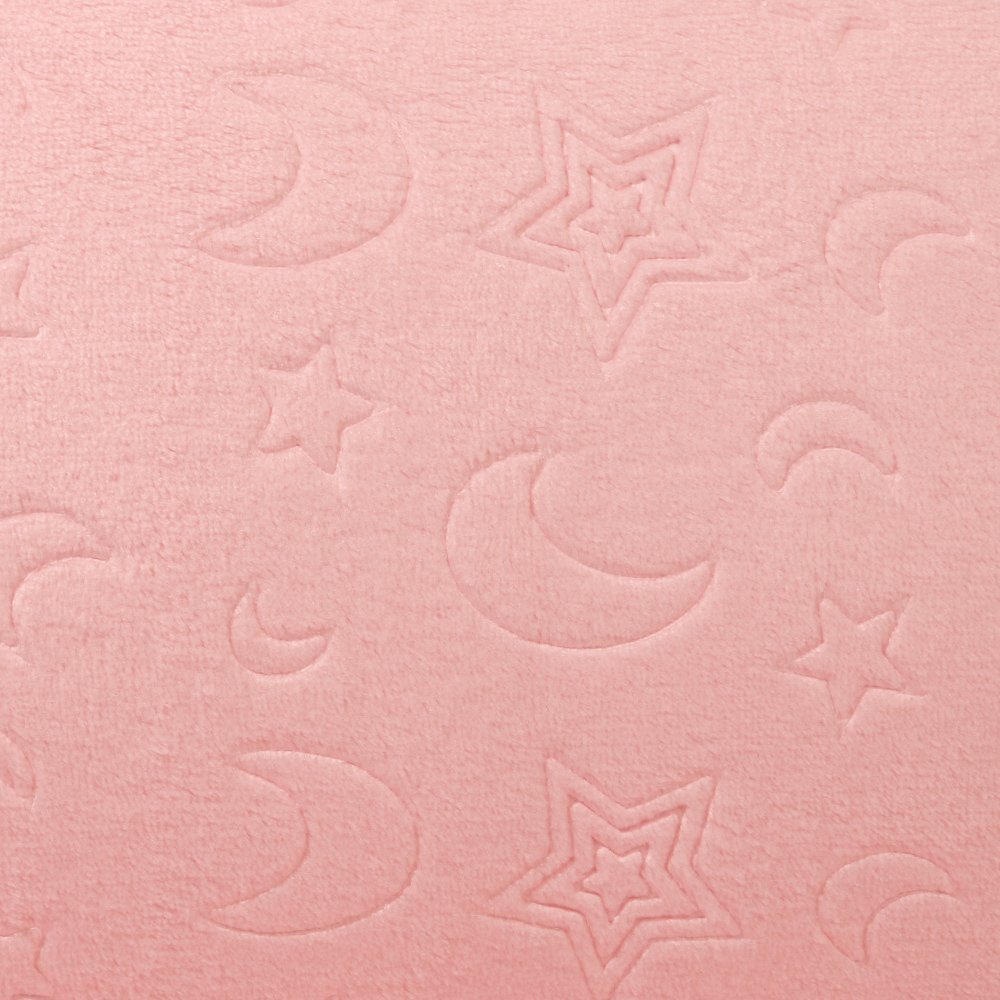 Tissu Doudou Lunes et Etoiles Rose Bébé