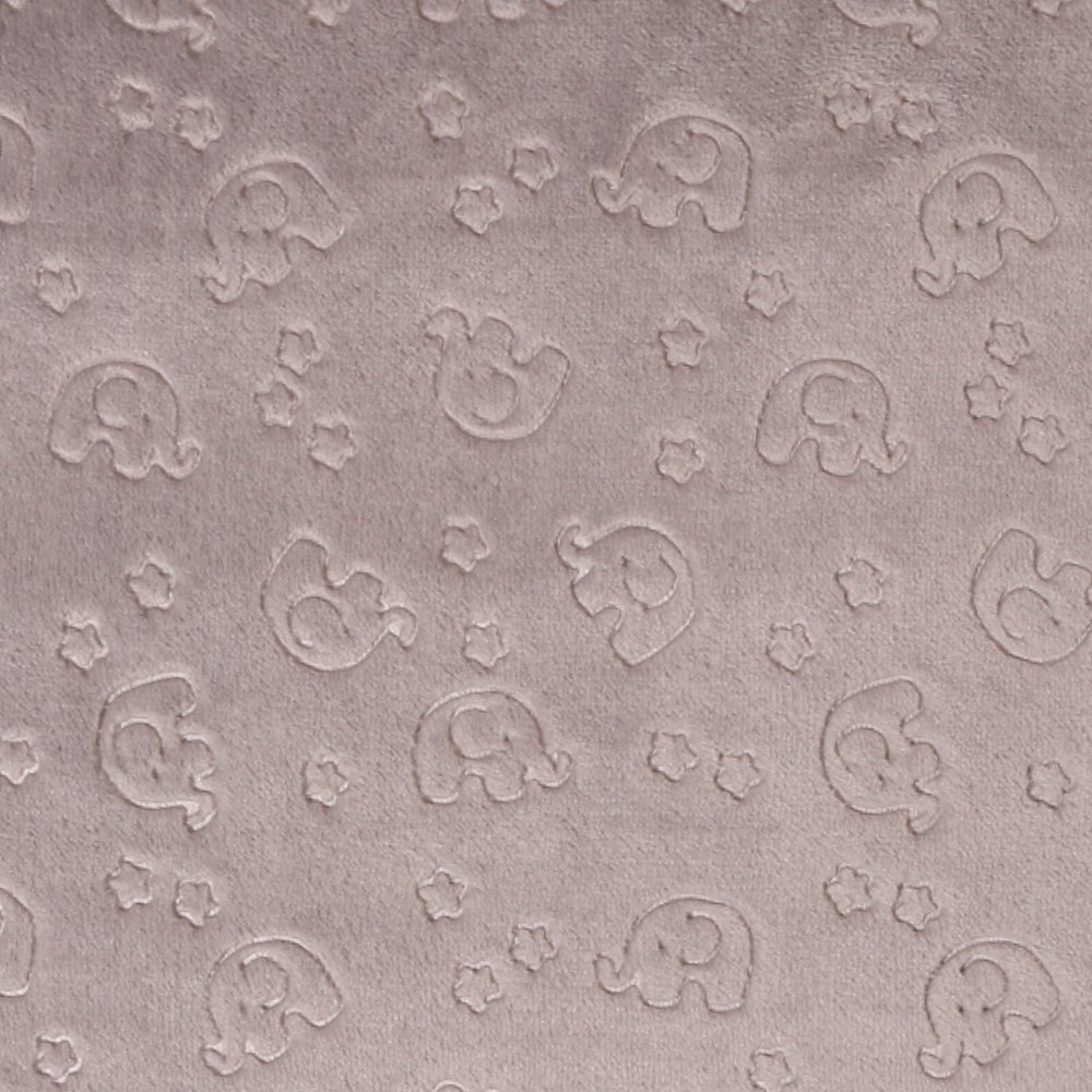 Tissu Doudou Petits Eléphants Gris