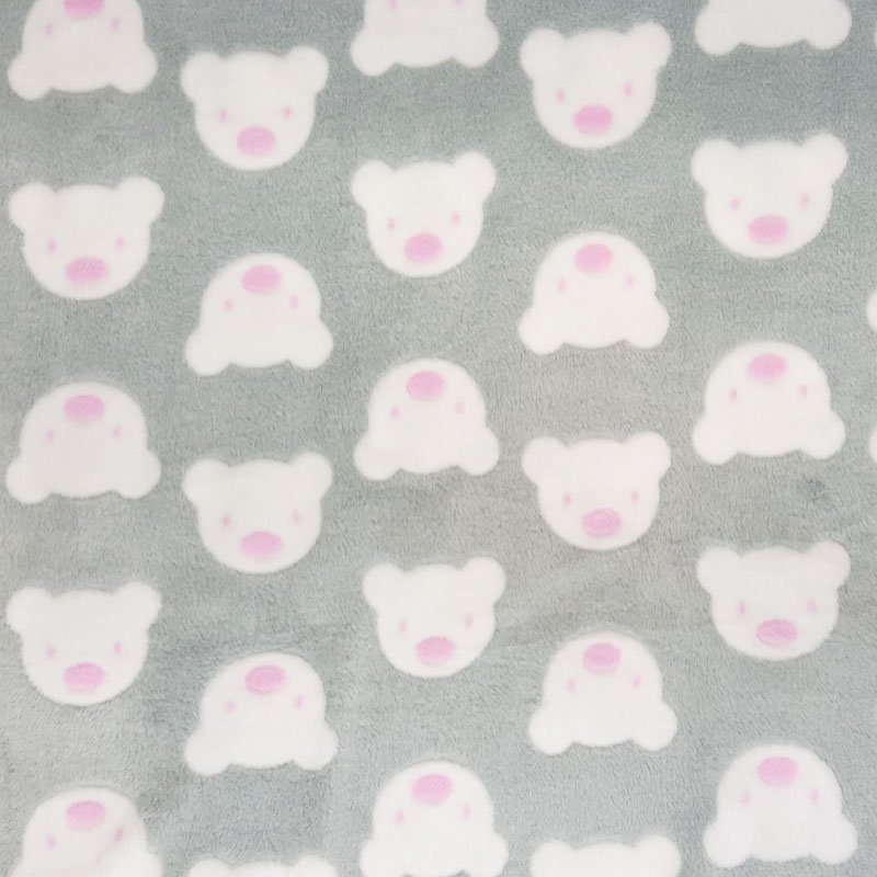 Tissu Doudou Gris Ourson