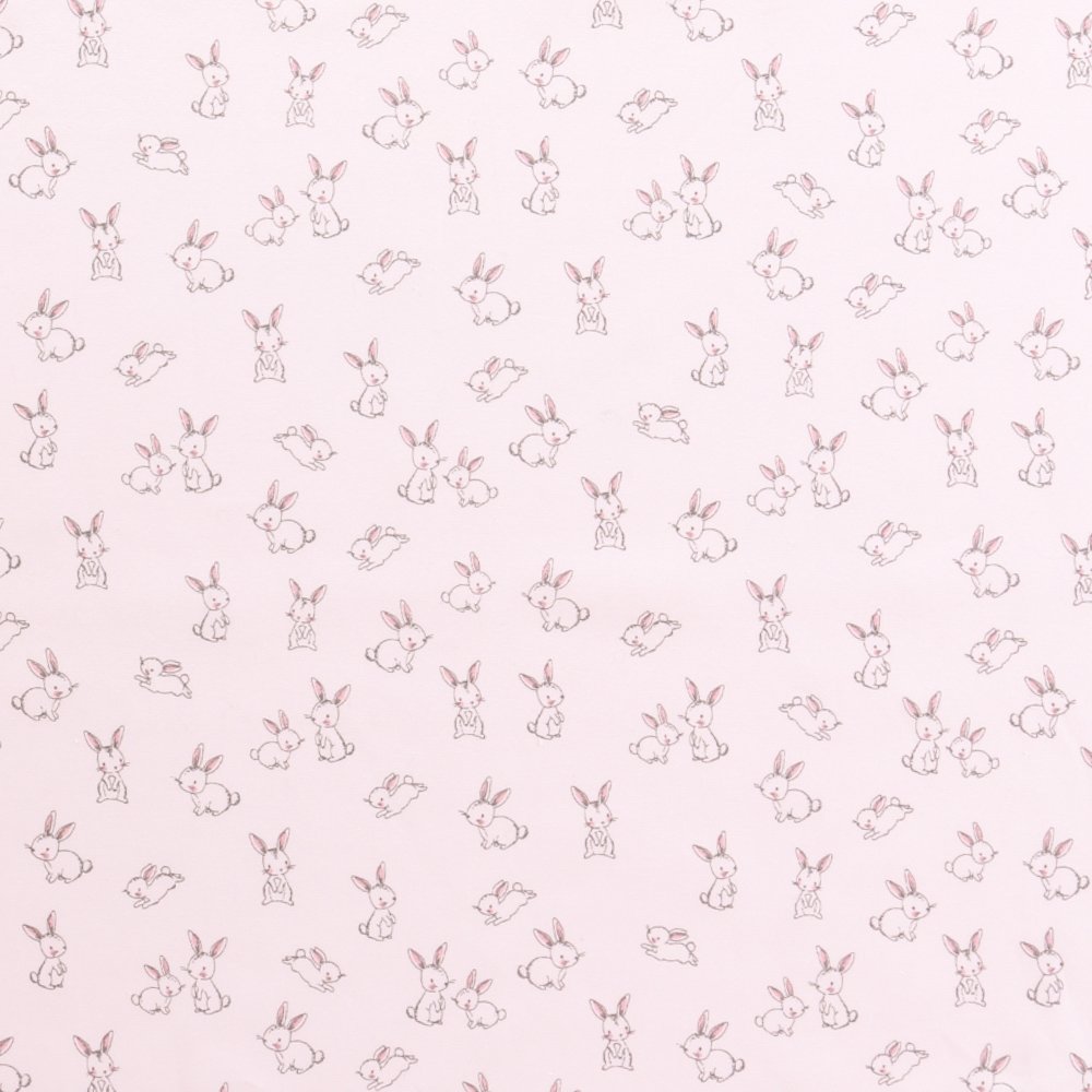 Tissu Coton Imprimés LittleBird Lapins Roses sur fond Blanc