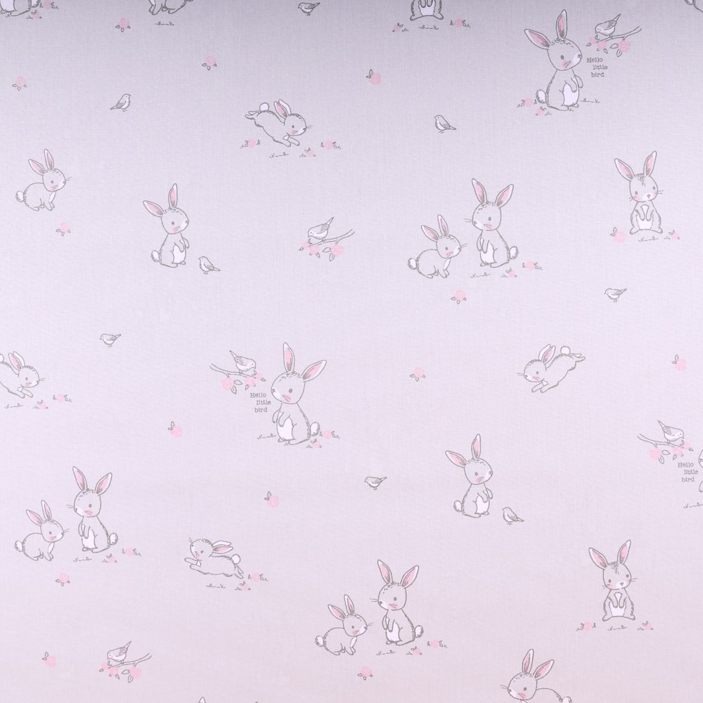 Tissu Coton Imprimés Lapins Hello Little Bird Roses sur fond Gris
