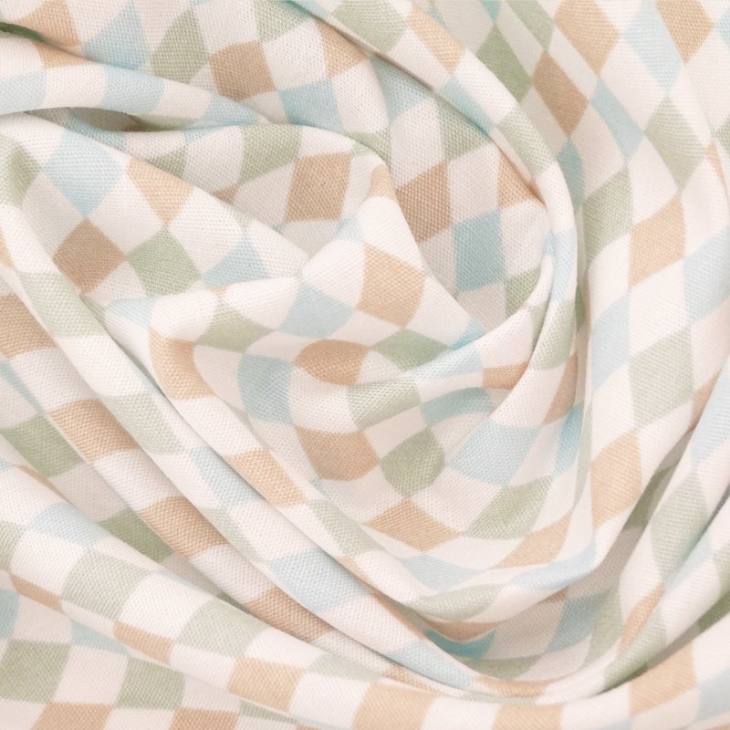 Tissu Coton Blanc Losanges bleus et verts