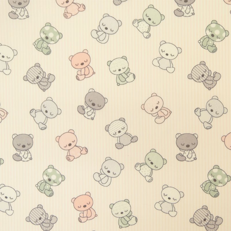 Tissu Coton Rose Rayures et nounours roses et verts