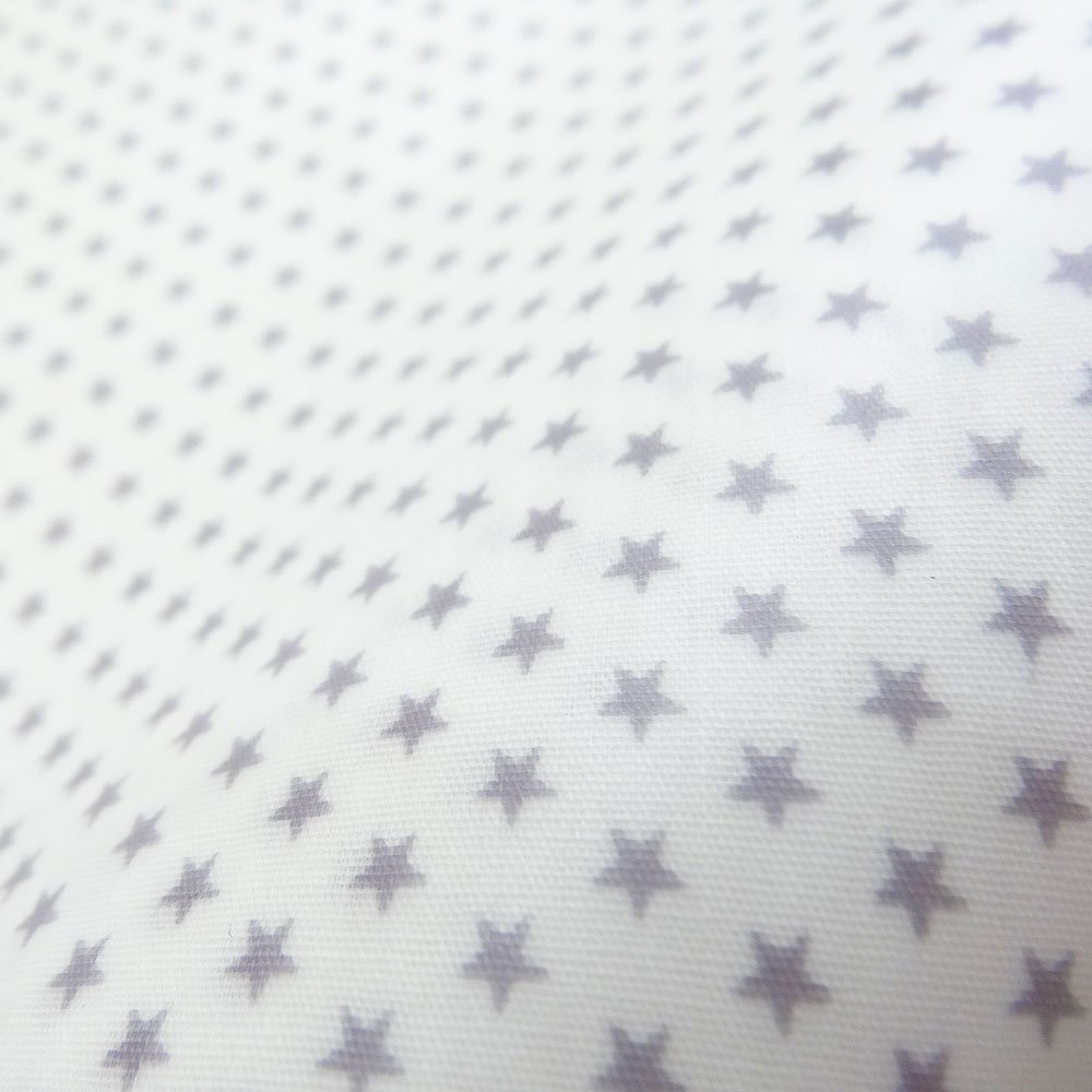 Tissu Coton Enduit Blanc Etoiles grises
