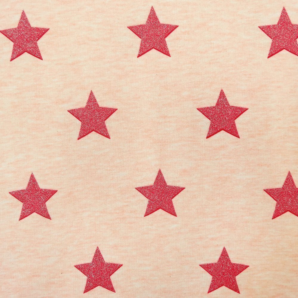 Tissu Sweat Chair Etoiles fuschia à paillettes